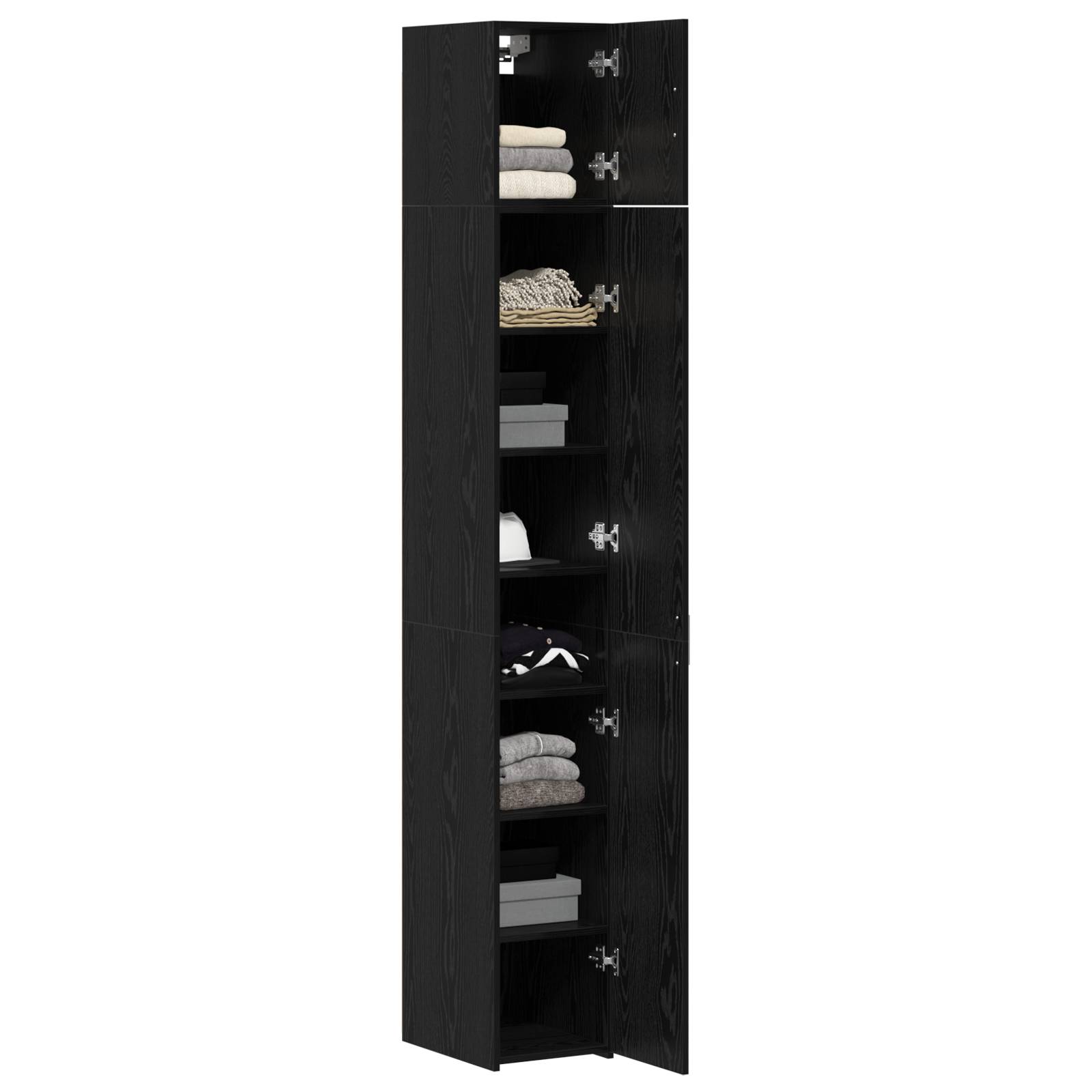 vidaXL Slim Storage Cabinet Schwarz Eiche 30x42.5x225 cm Holzwerkstoff