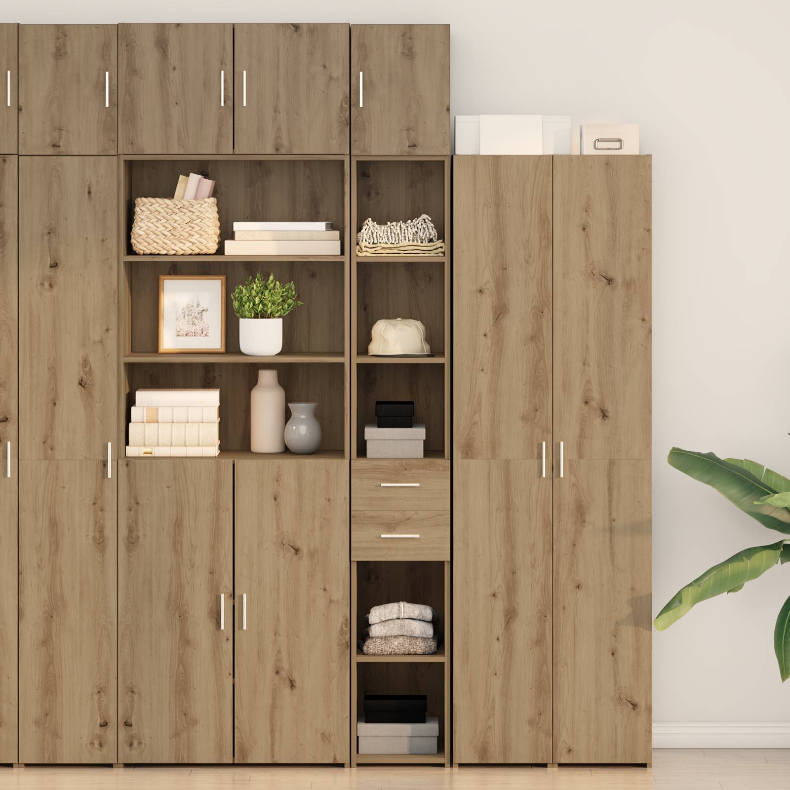 vidaXL Slim Storage Cabinet Artisan Oak 30x42.5x225 cm Holzwerkstoff