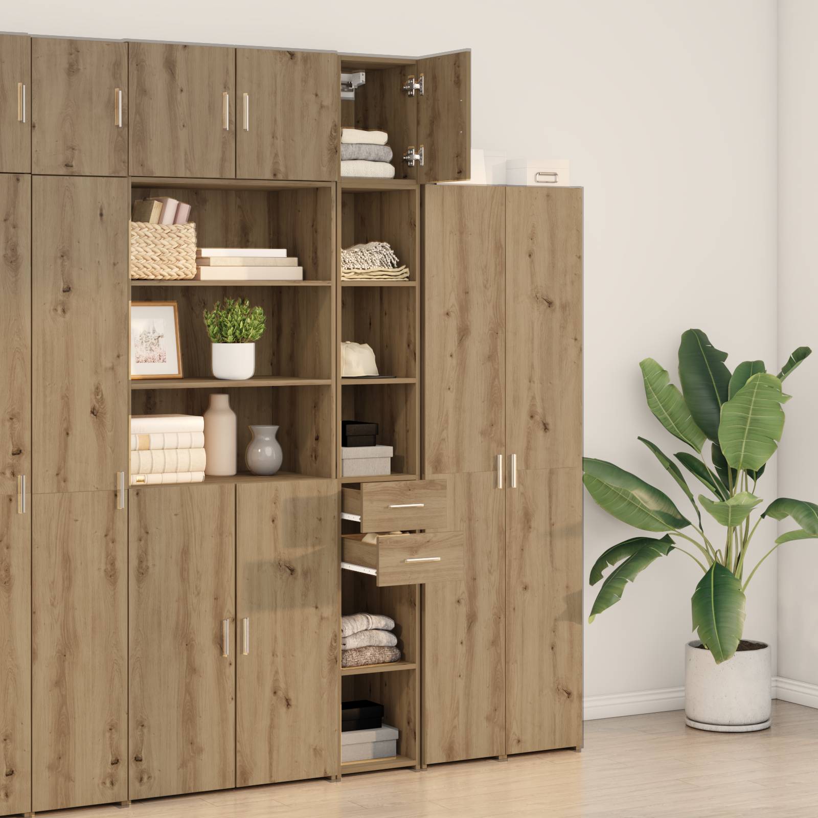 vidaXL Slim Storage Cabinet Artisan Oak 30x42.5x225 cm Holzwerkstoff