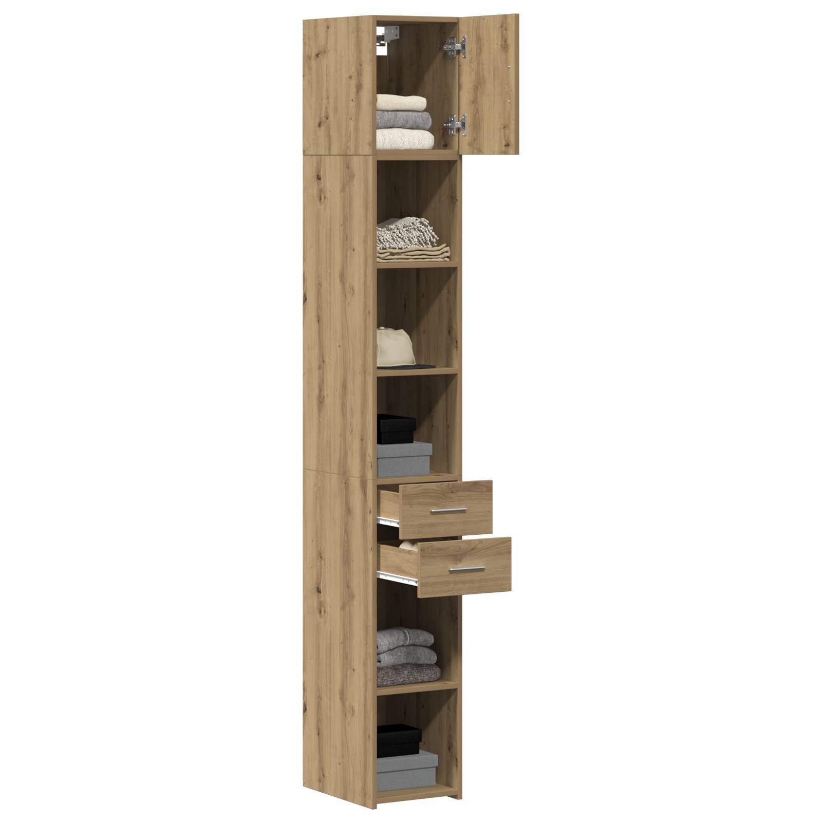 vidaXL Slim Storage Cabinet Artisan Oak 30x42.5x225 cm Holzwerkstoff