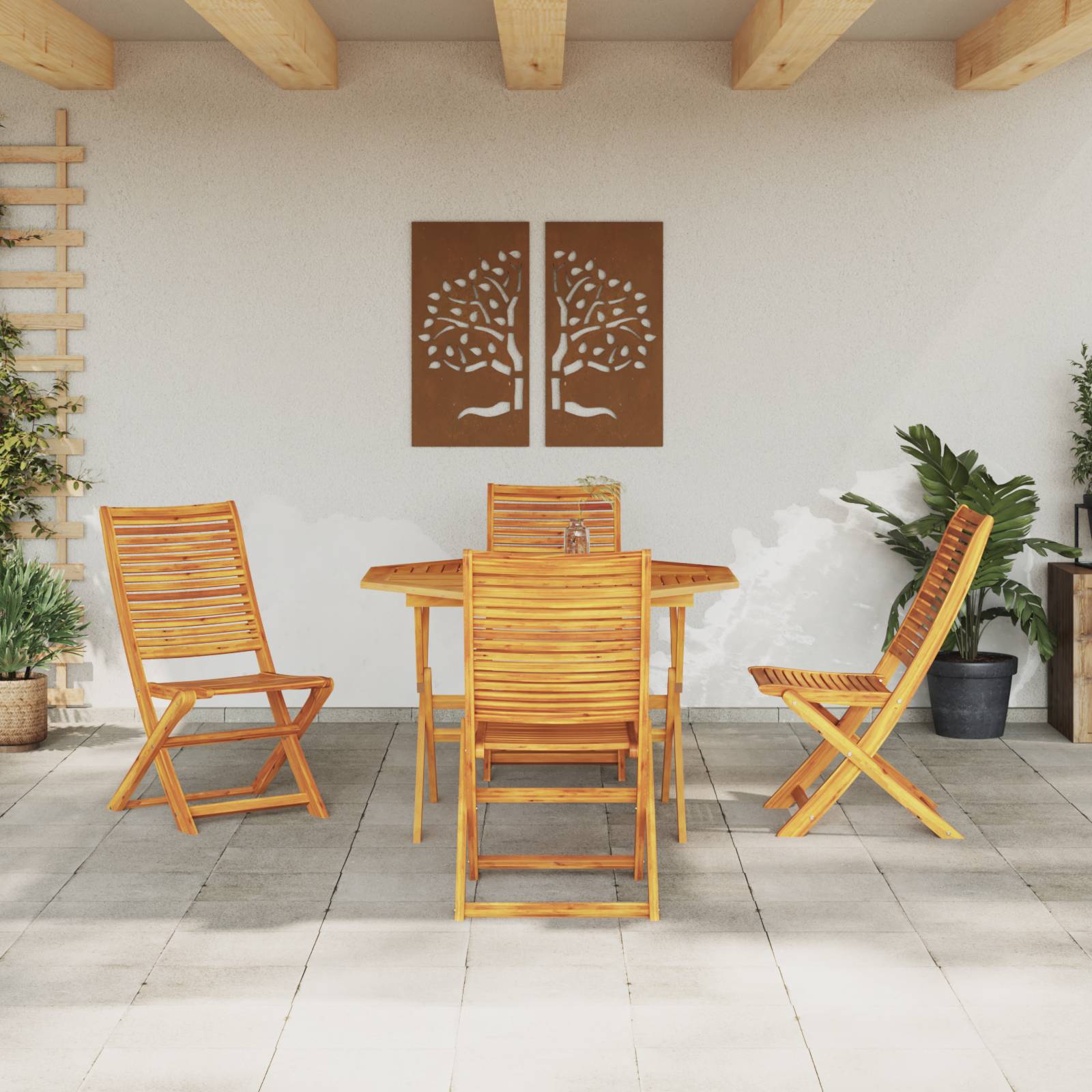 vidaXL 5-tlg. Garten-Essgruppe Massivholz Akazie