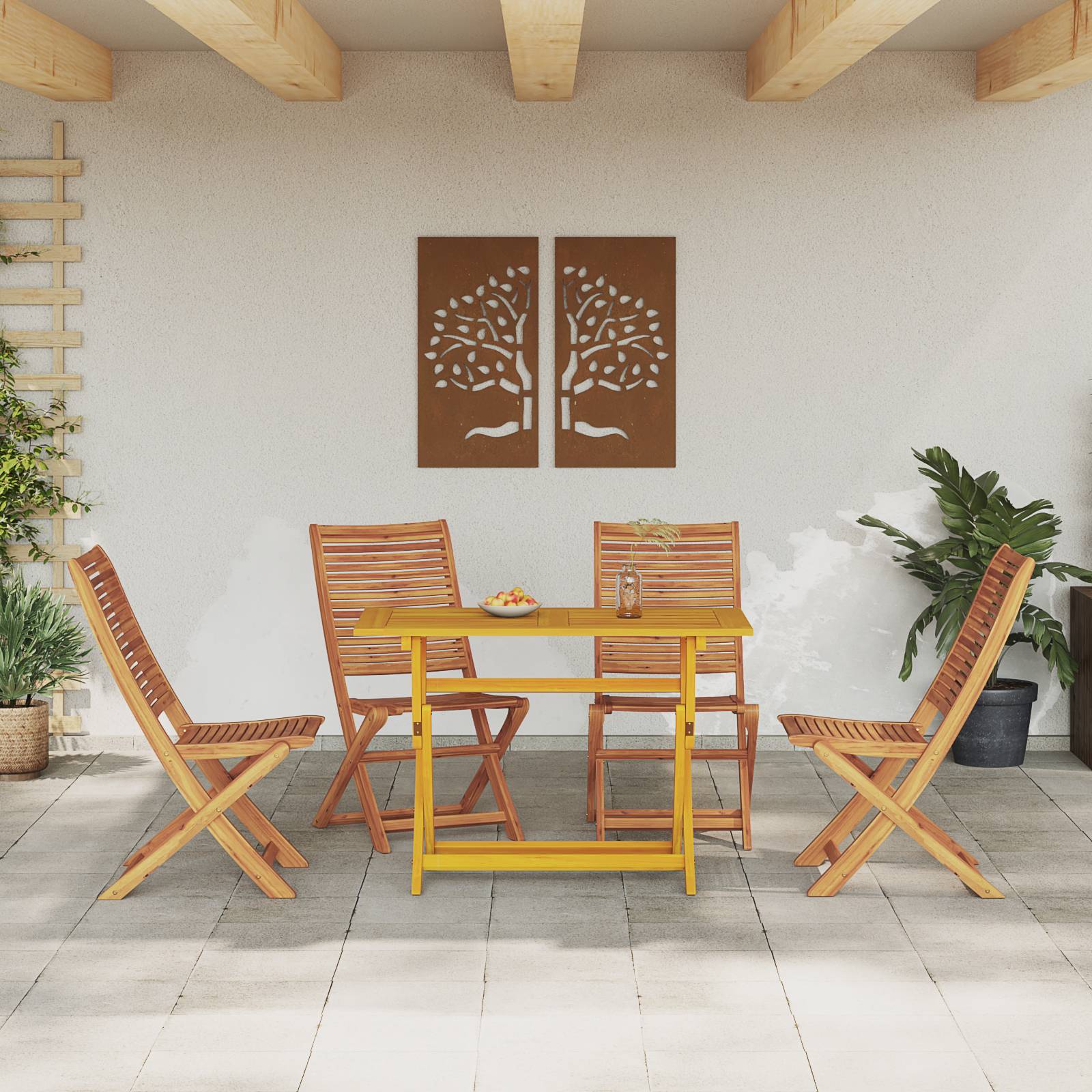vidaXL 5-teilige Garten-Essgruppe aus Massivholz Akazie