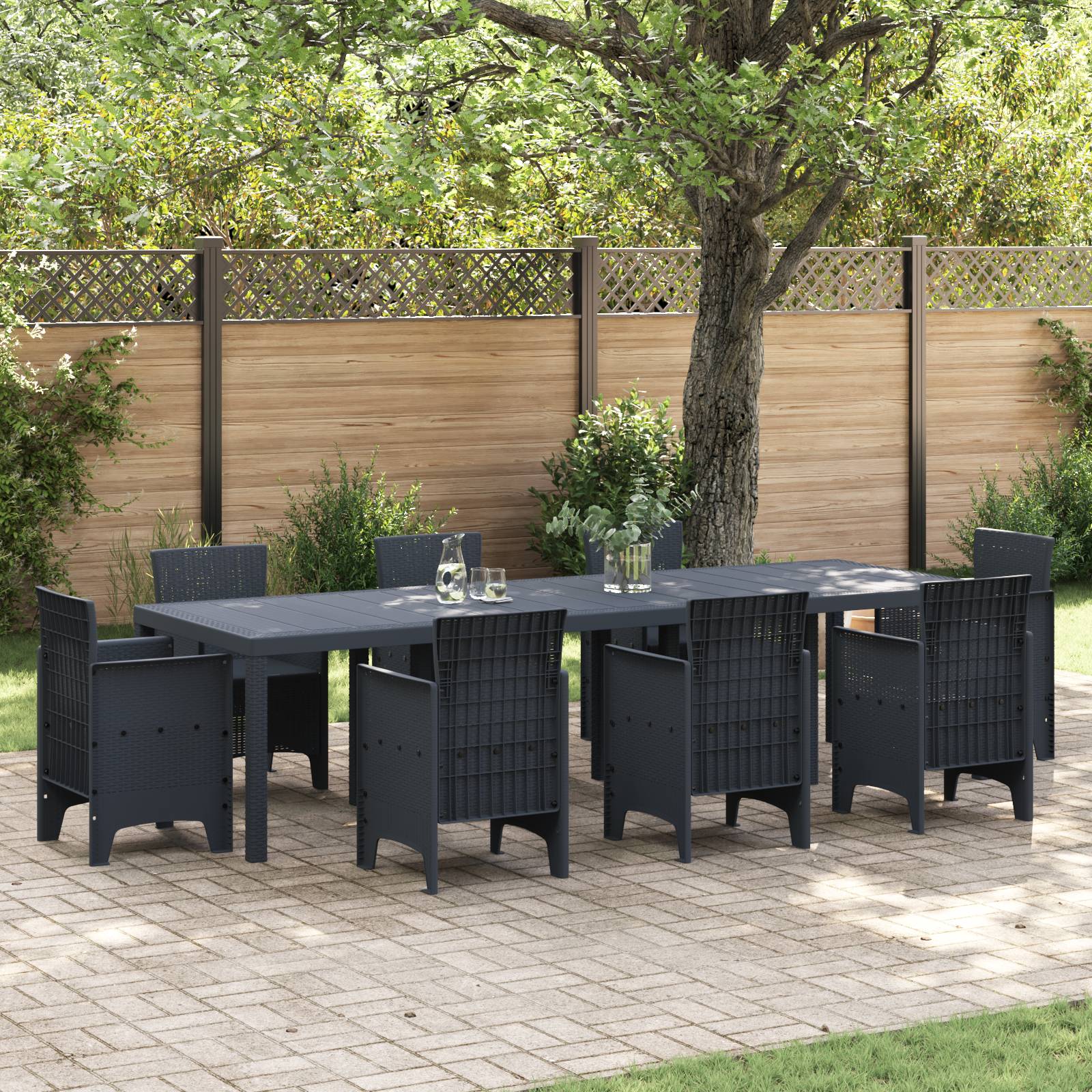vidaXL Gartentisch Anthrazit 300x100x73 cm Poly Rattan