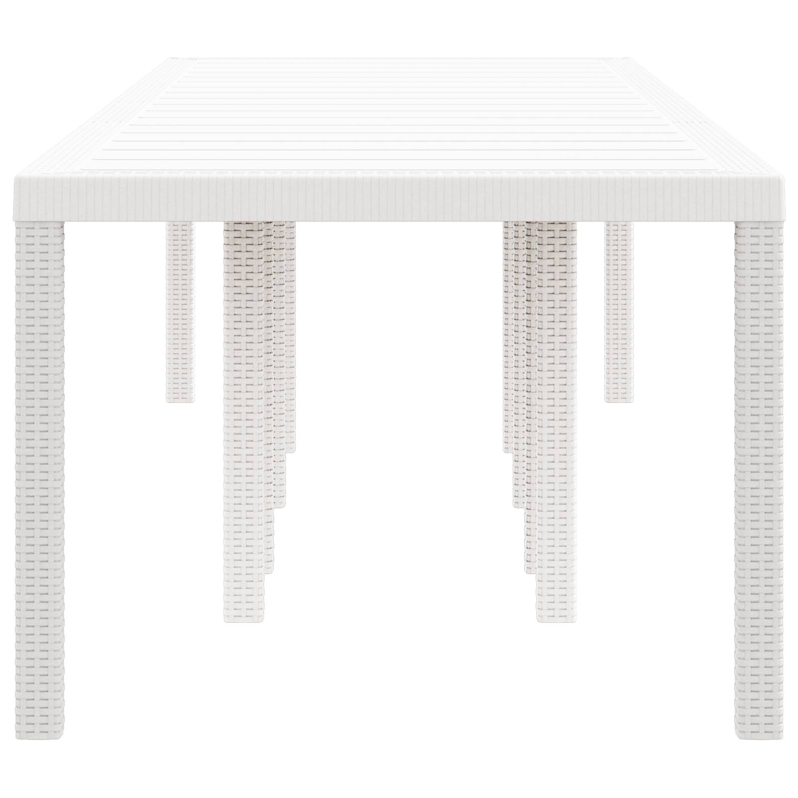 vidaXL Gartentisch Weiß 300x100x73 cm Poly Rattan
