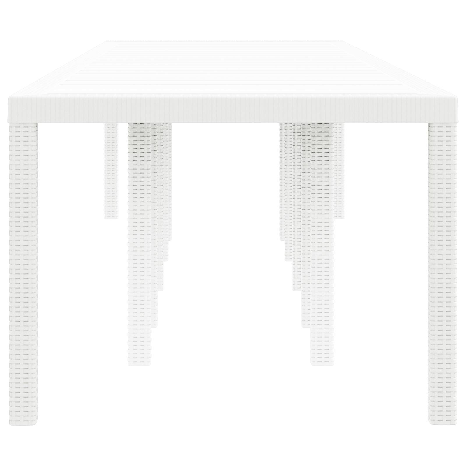 vidaXL Gartentisch Weiß 350x100x73 cm Poly Rattan