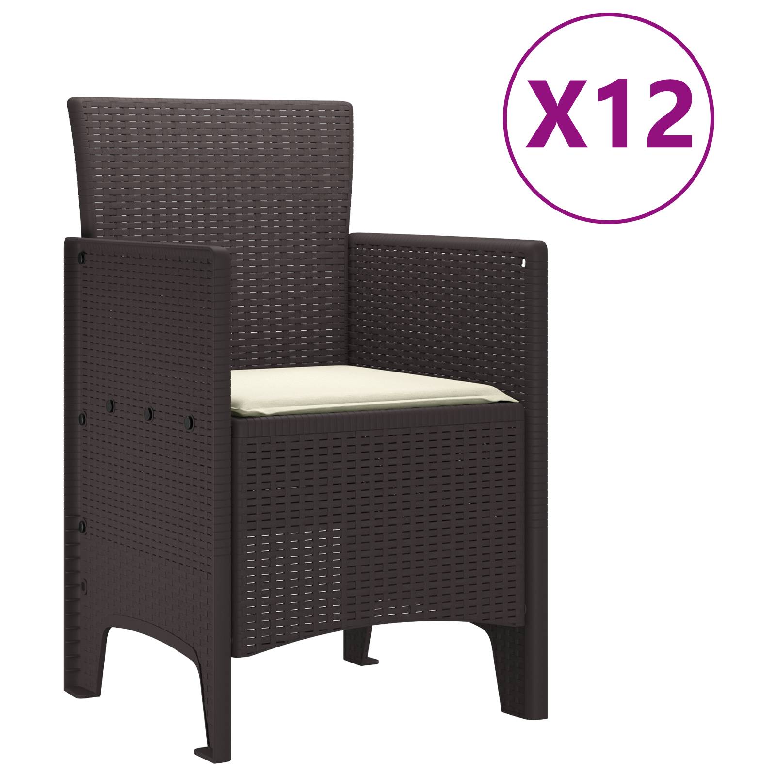 vidaXL 13-teiliges Garten Esszimmer Set mit Kissen Braunes Poly Rattan