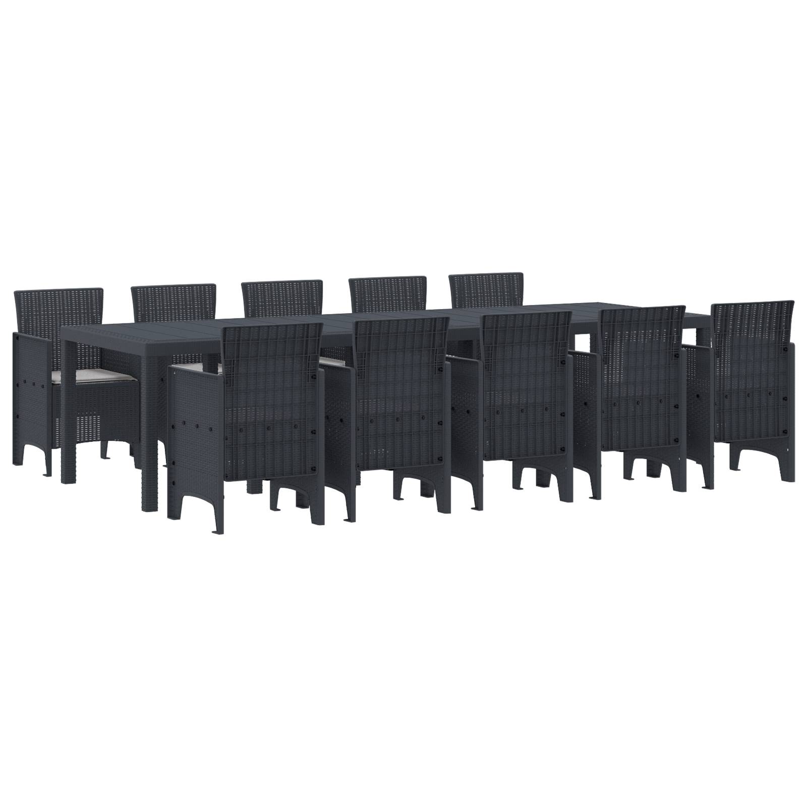 vidaXL 11-teiliges Garten Essset mit Kissen Anthrazit Poly Rattan
