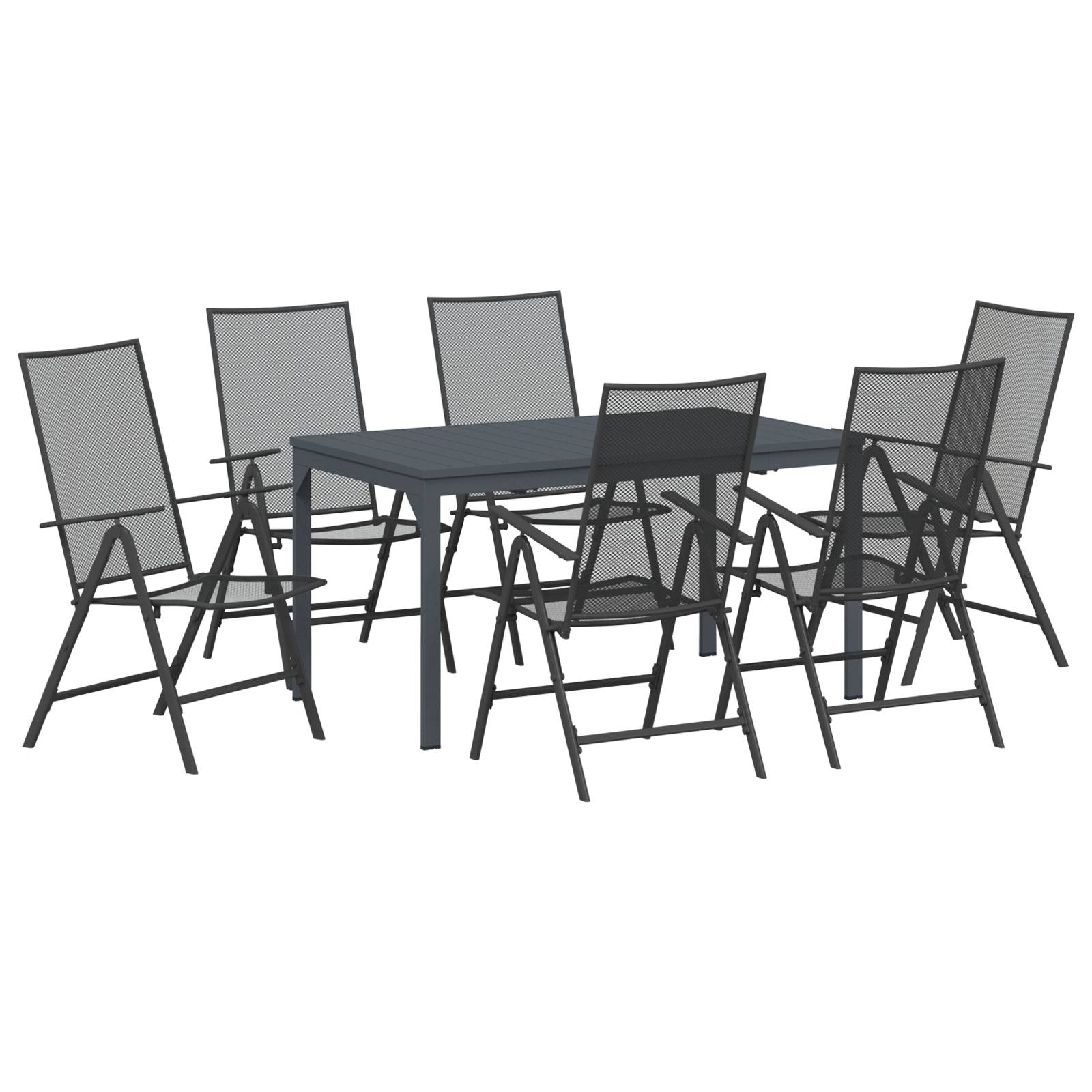 vidaXL 7-teilige Garten-Essgruppe aus anthrazitfarbenem Stahl