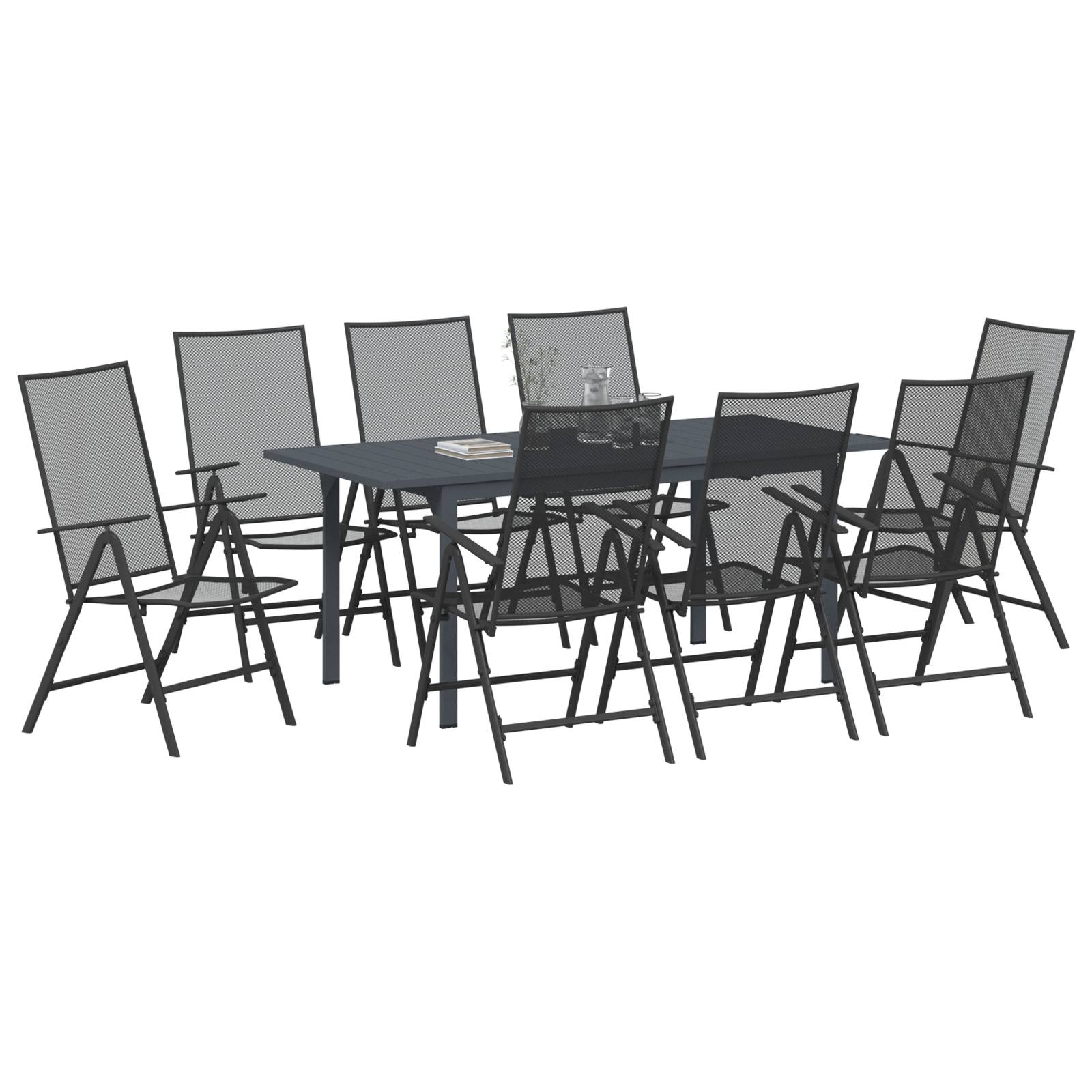 vidaXL 9-teiliges Garten Esstisch Set Anthrazit Stahl