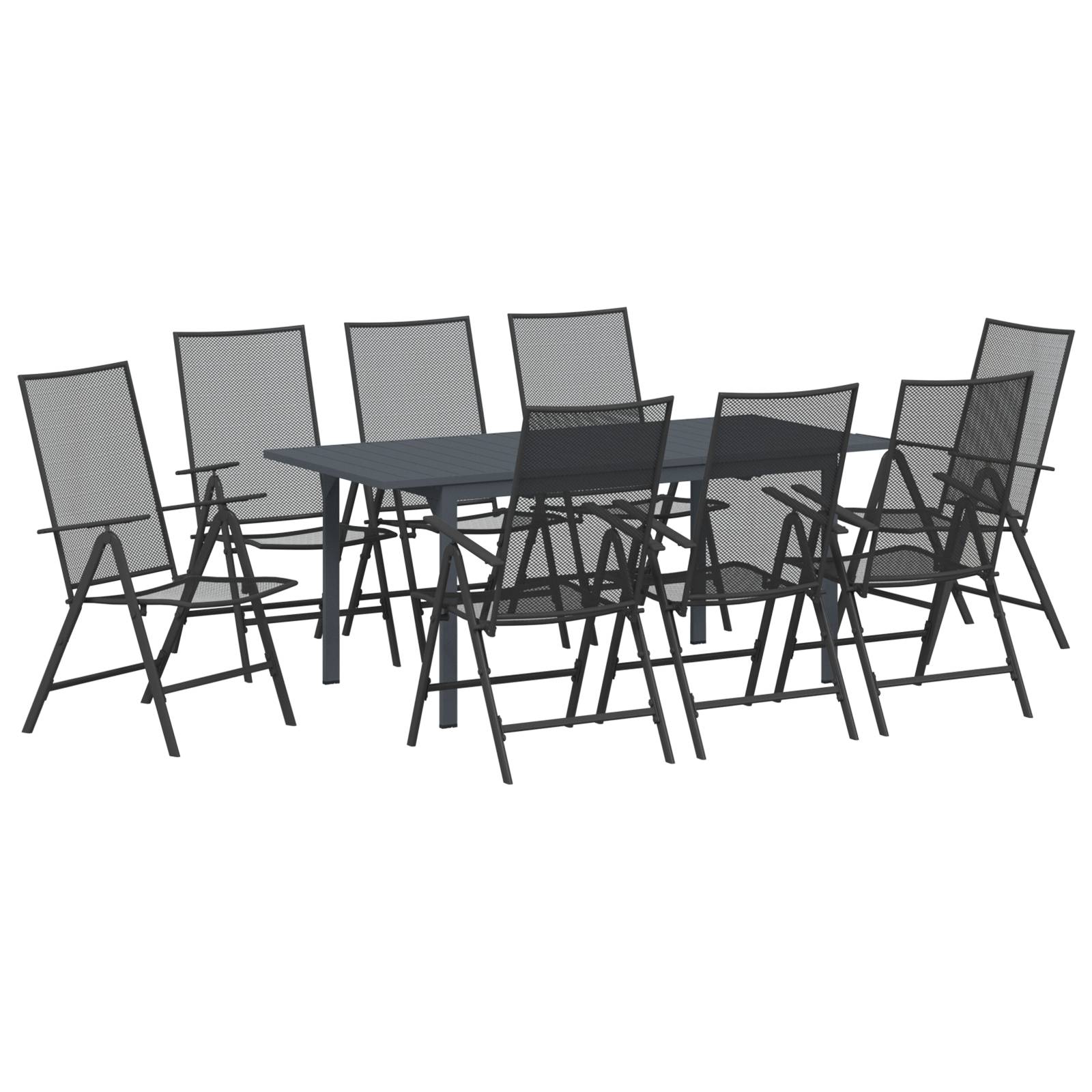 vidaXL 9-teiliges Garten Esstisch Set Anthrazit Stahl
