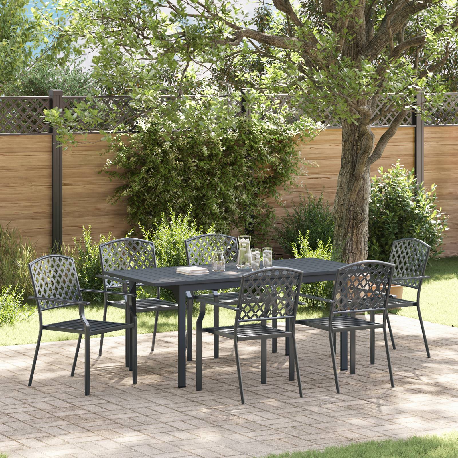 vidaXL 7-teiliges Garten Essset Anthrazit Stahl