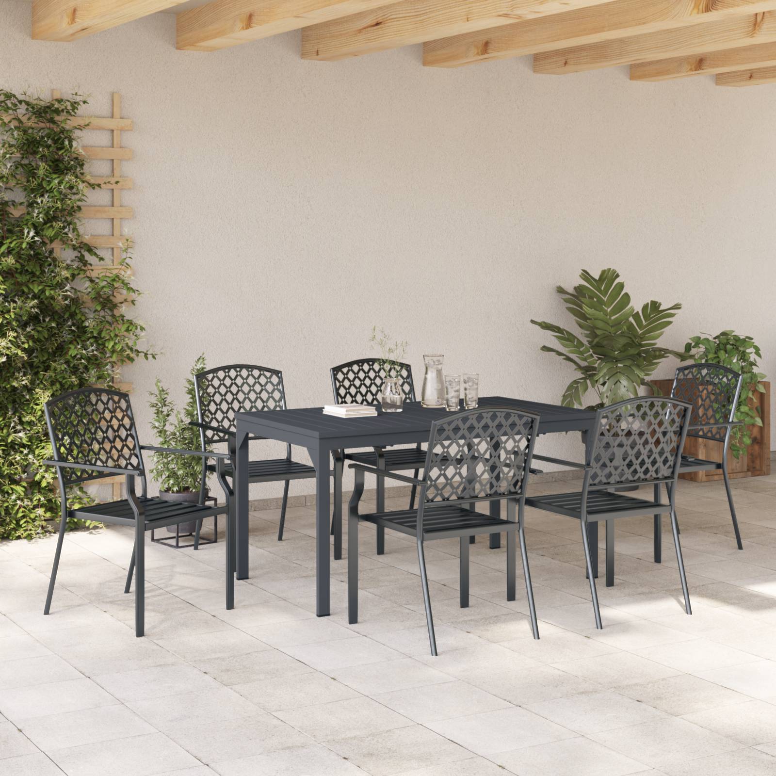 vidaXL 7-teiliges Garten Essset Anthrazit Stahl