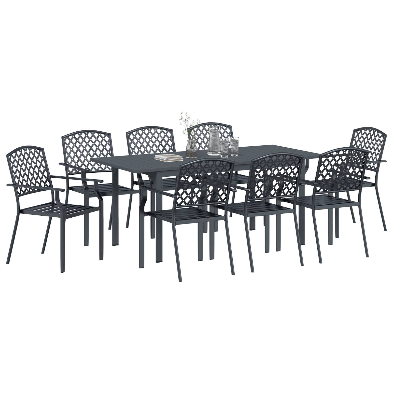 vidaXL 9-teilig Garten Essgruppe Anthrazit Stahl