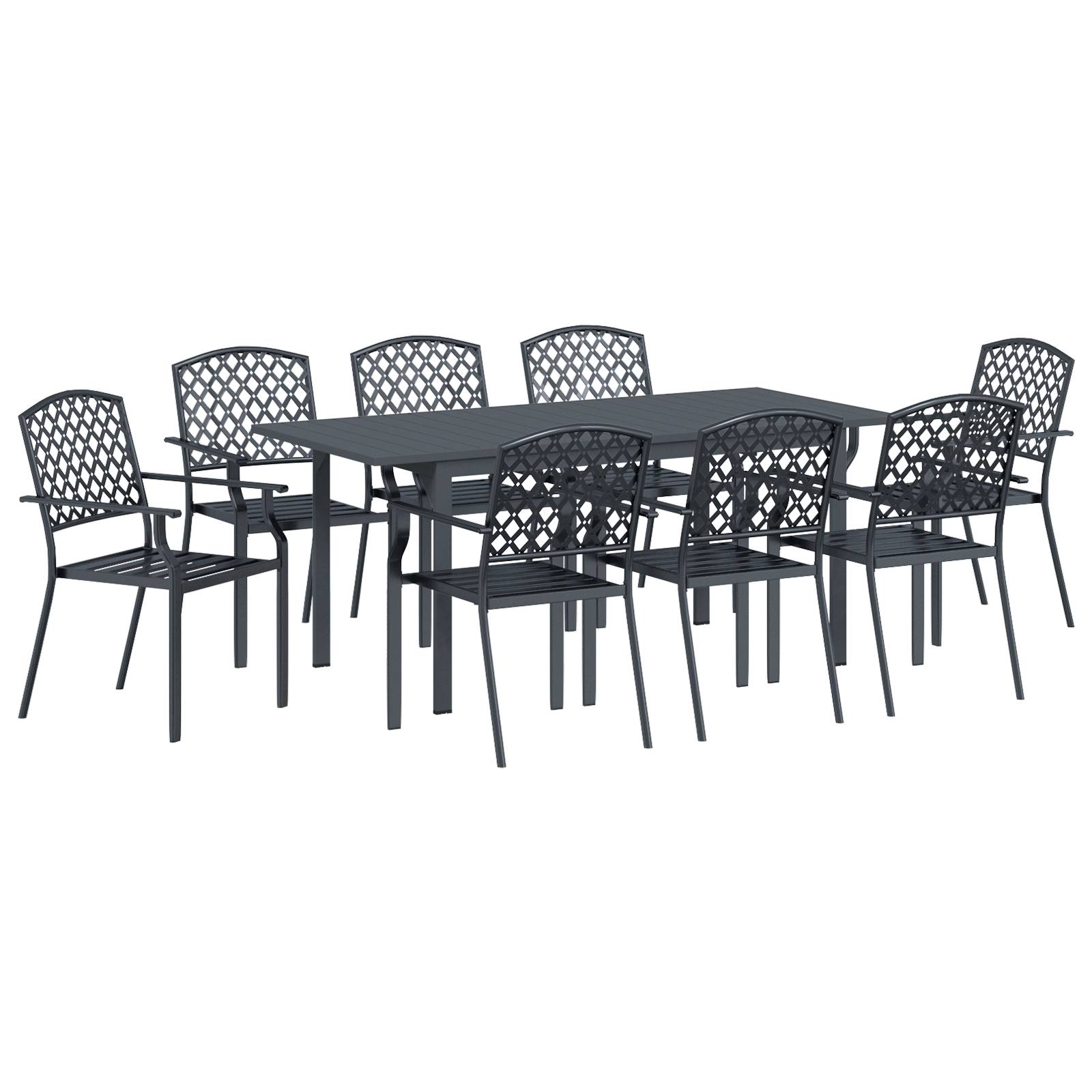 vidaXL 9-teilig Garten Essgruppe Anthrazit Stahl