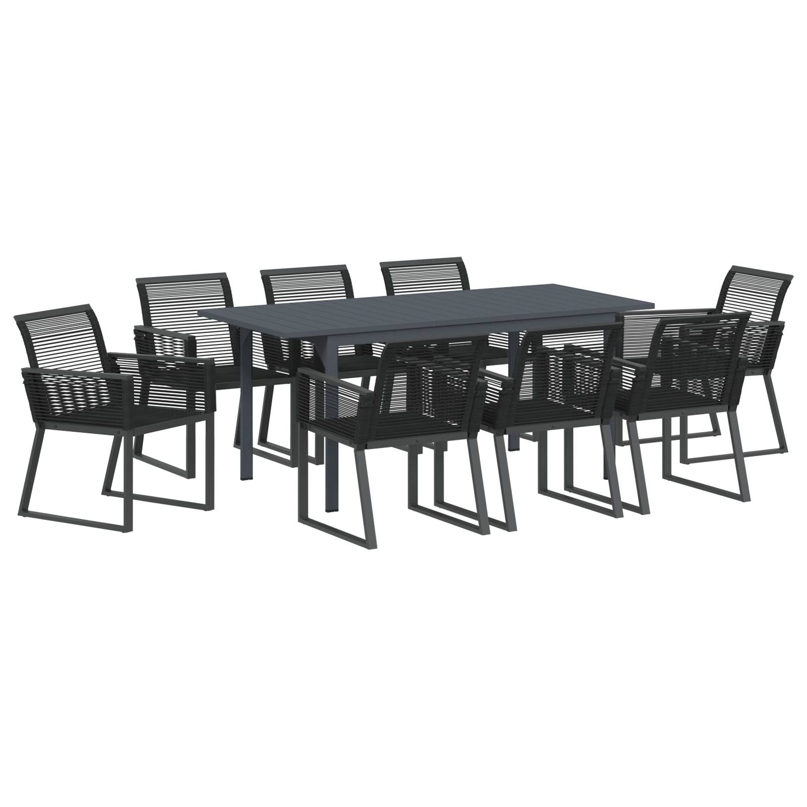vidaXL 6-tlg. Garten-Essgruppe Schwarz Stahl und Poly Rattan