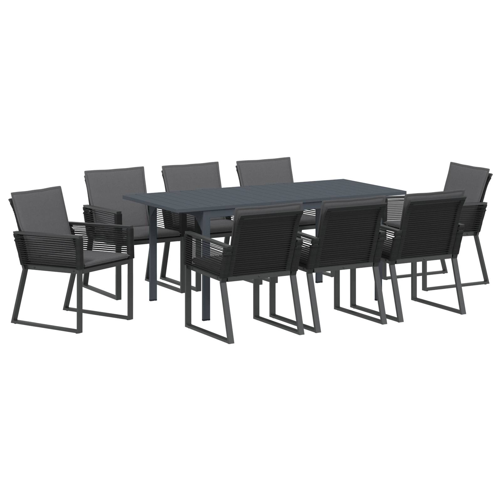vidaXL 6-tlg. Garten-Essgruppe mit Kissen Anthrazit Stahl Poly Rattan