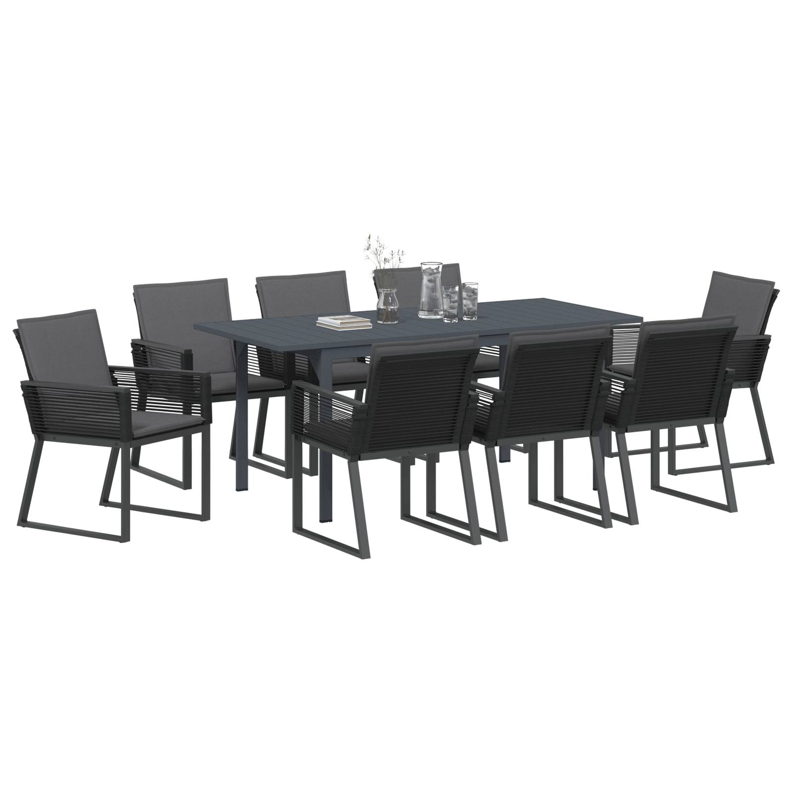 vidaXL 6-tlg. Garten-Essgruppe mit Kissen Anthrazit Stahl Poly Rattan