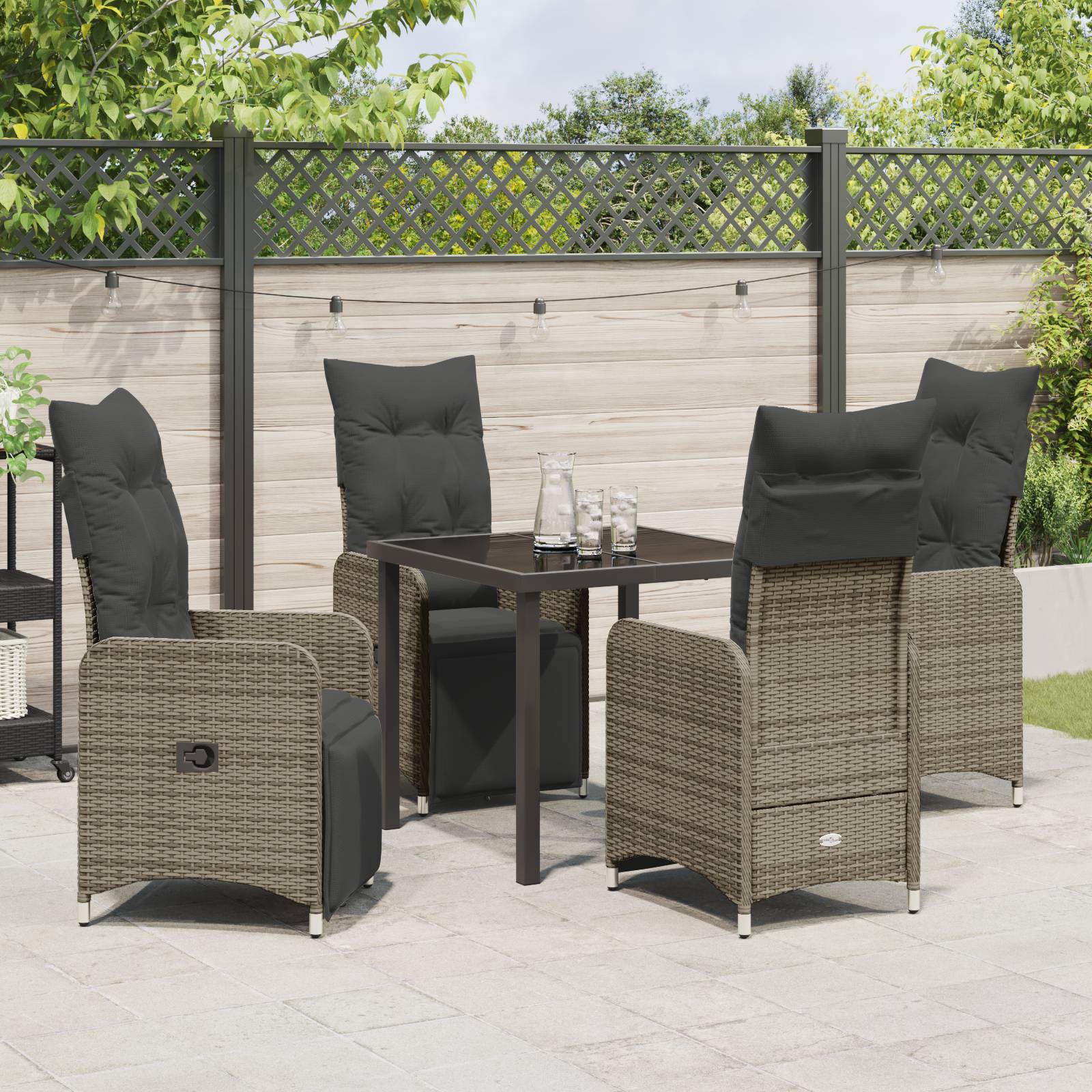 vidaXL 5-tlg. Garten-Essgruppe mit Kissen Beige Poly Rattan