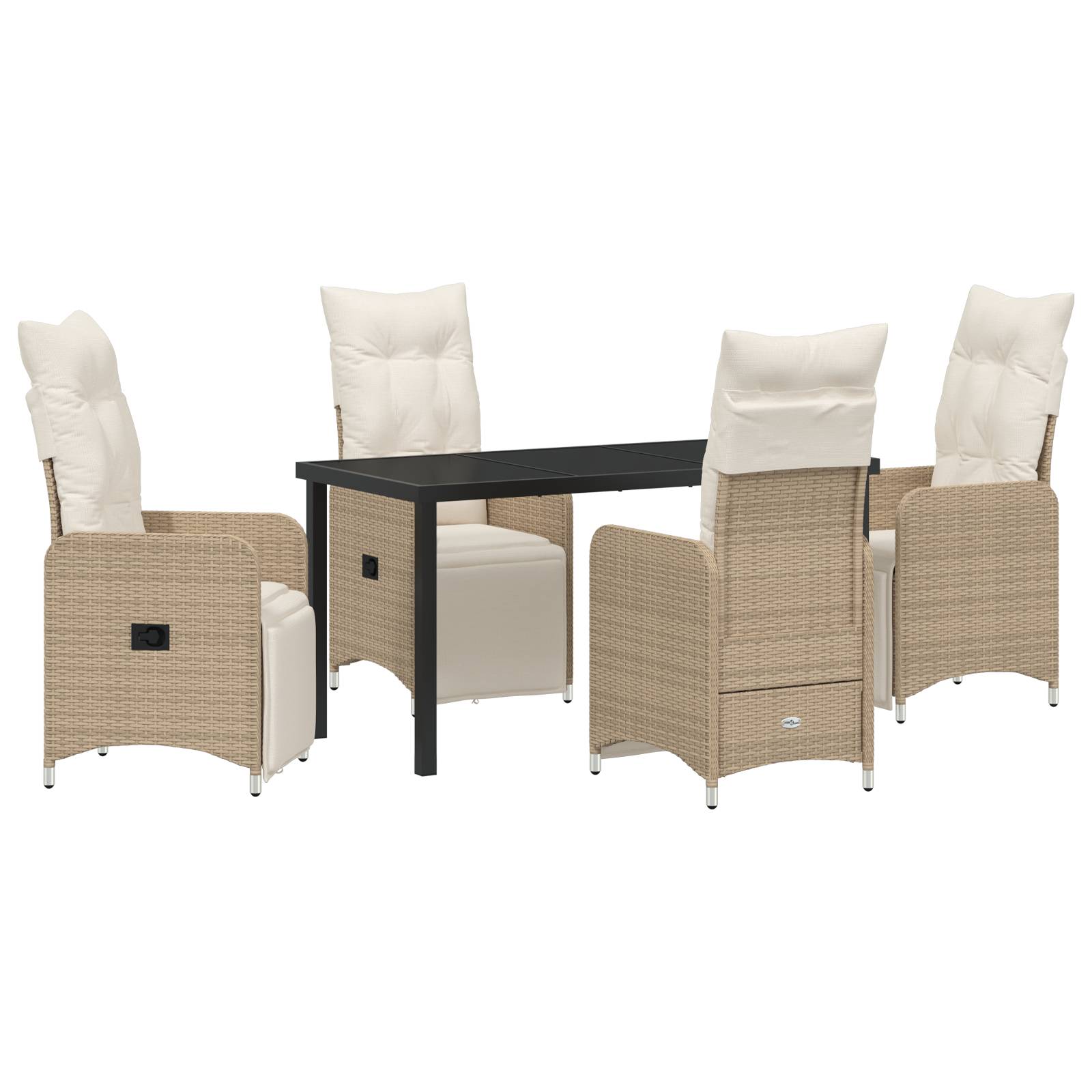 vidaXL 5-tlg. Garten-Essgruppe mit Kissen Beige Poly Rattan