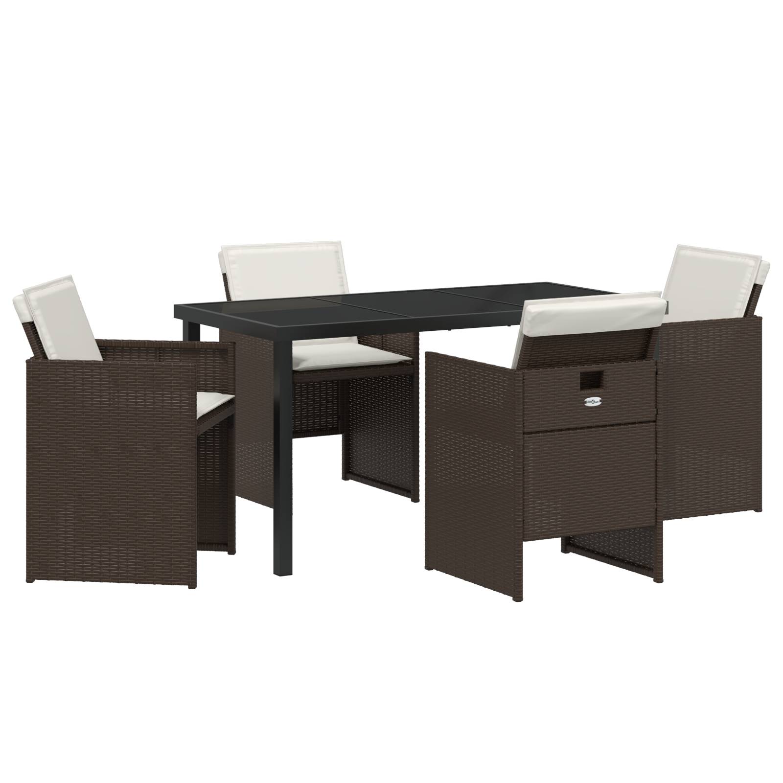 vidaXL 5-teiliges Garten Essset mit Kissen, brauner Poly-Rattan