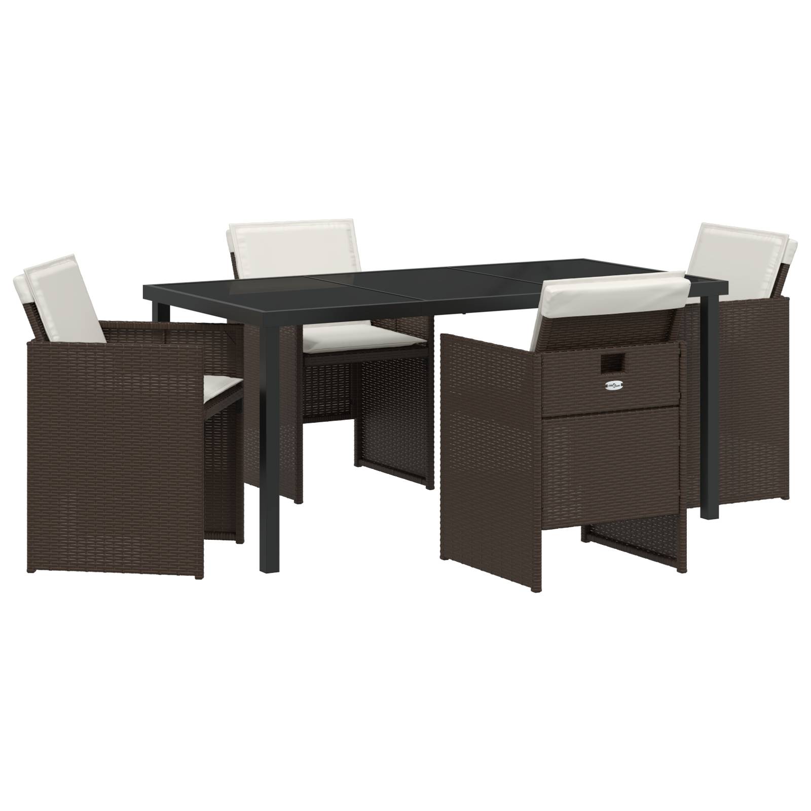 vidaXL 5-teiliges Garten Essset mit Kissen Braunes Poly Rattan