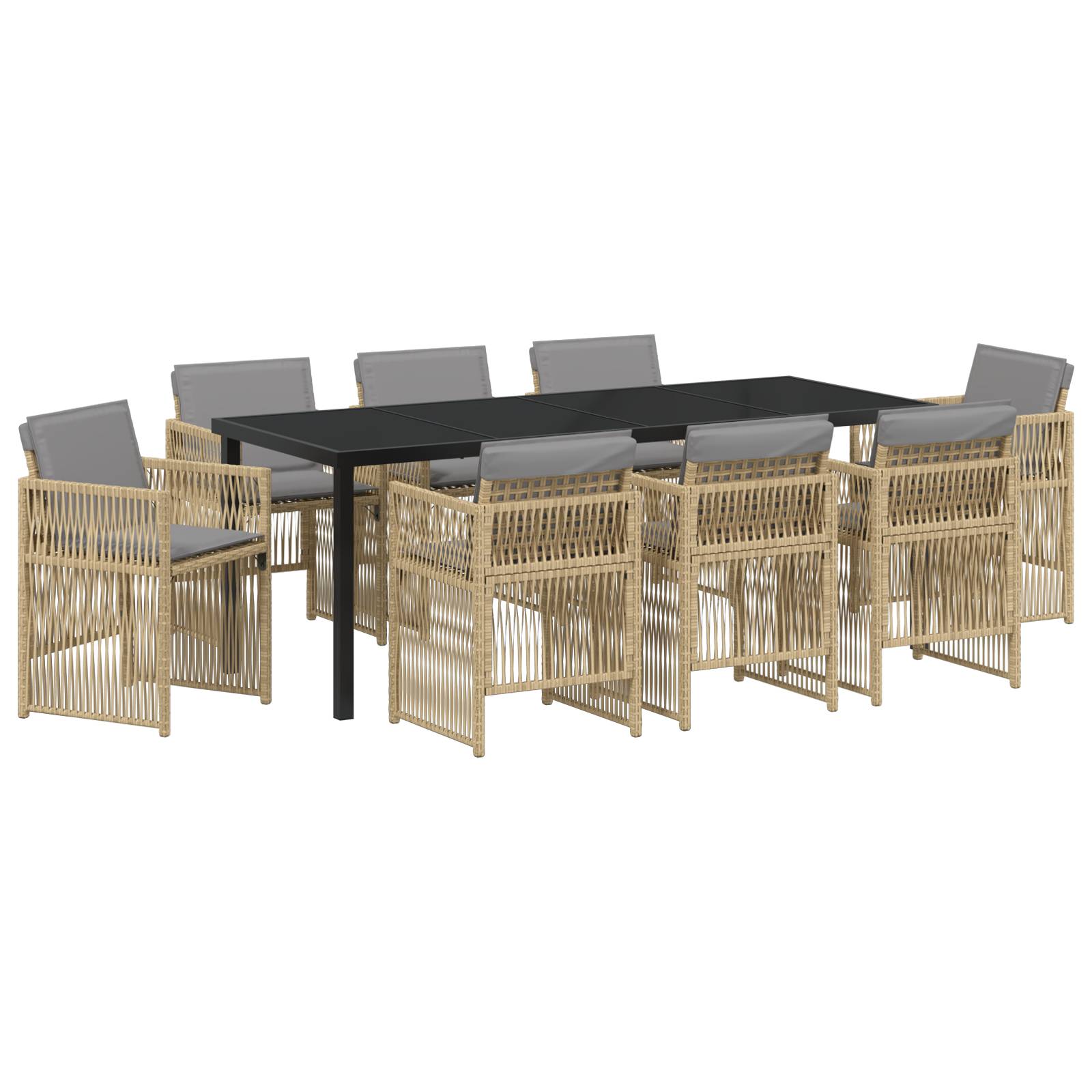 vidaXL 9-teiliges Garten Essset mit Kissen Beige Poly Rattan