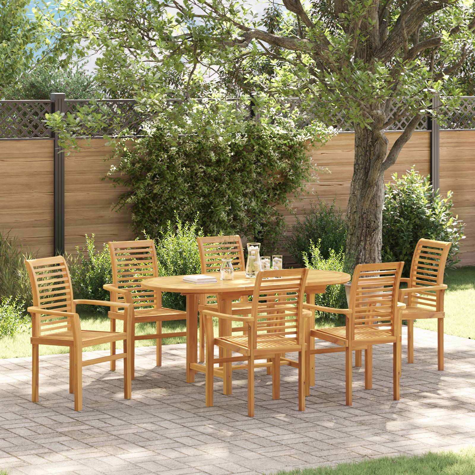 vidaXL 7-tlg. Garten-Essgruppe Massivholz Teak