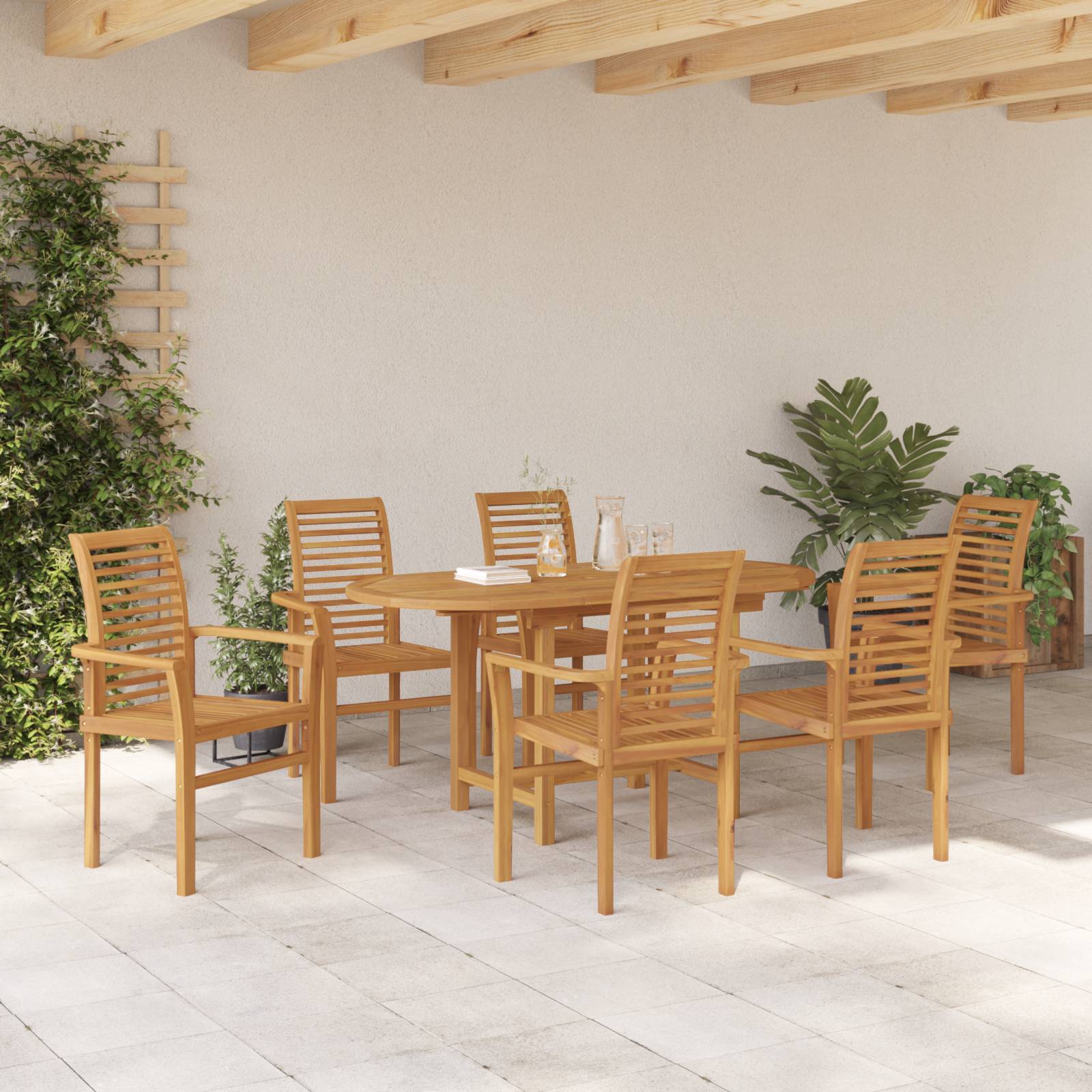 vidaXL 7-tlg. Garten-Essgruppe Massivholz Teak