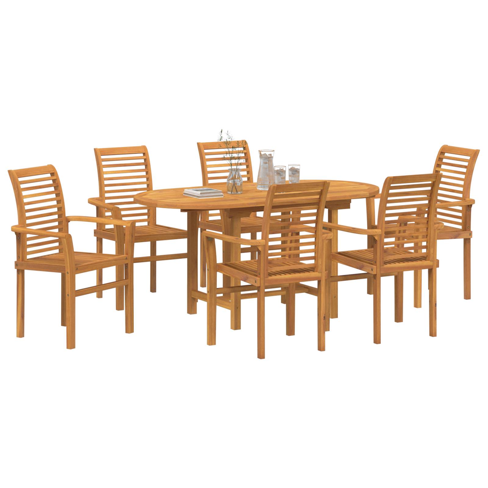 vidaXL 7-tlg. Garten-Essgruppe Massivholz Teak