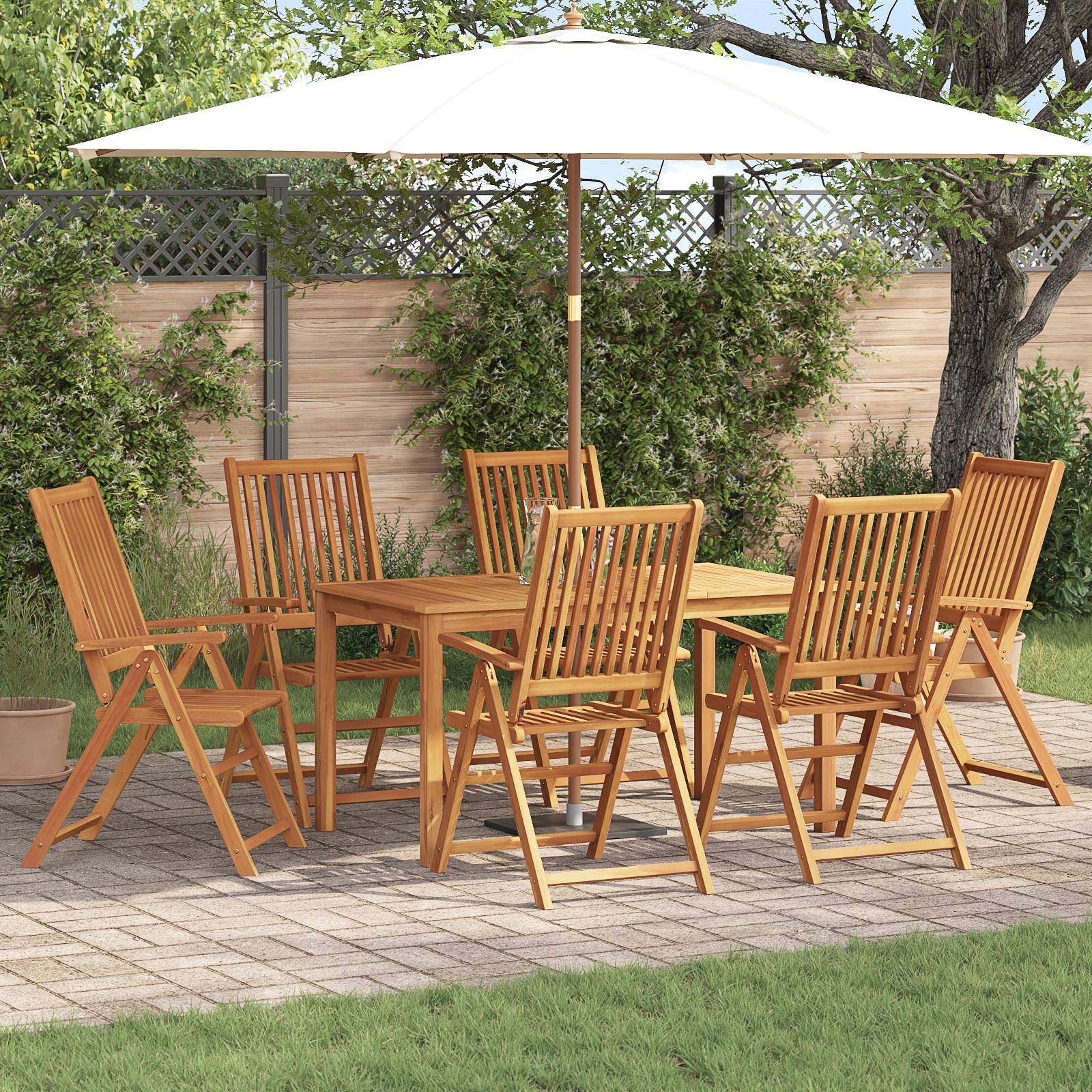 vidaXL 7-teilige Garten Essgruppe aus massivem Akazienholz
