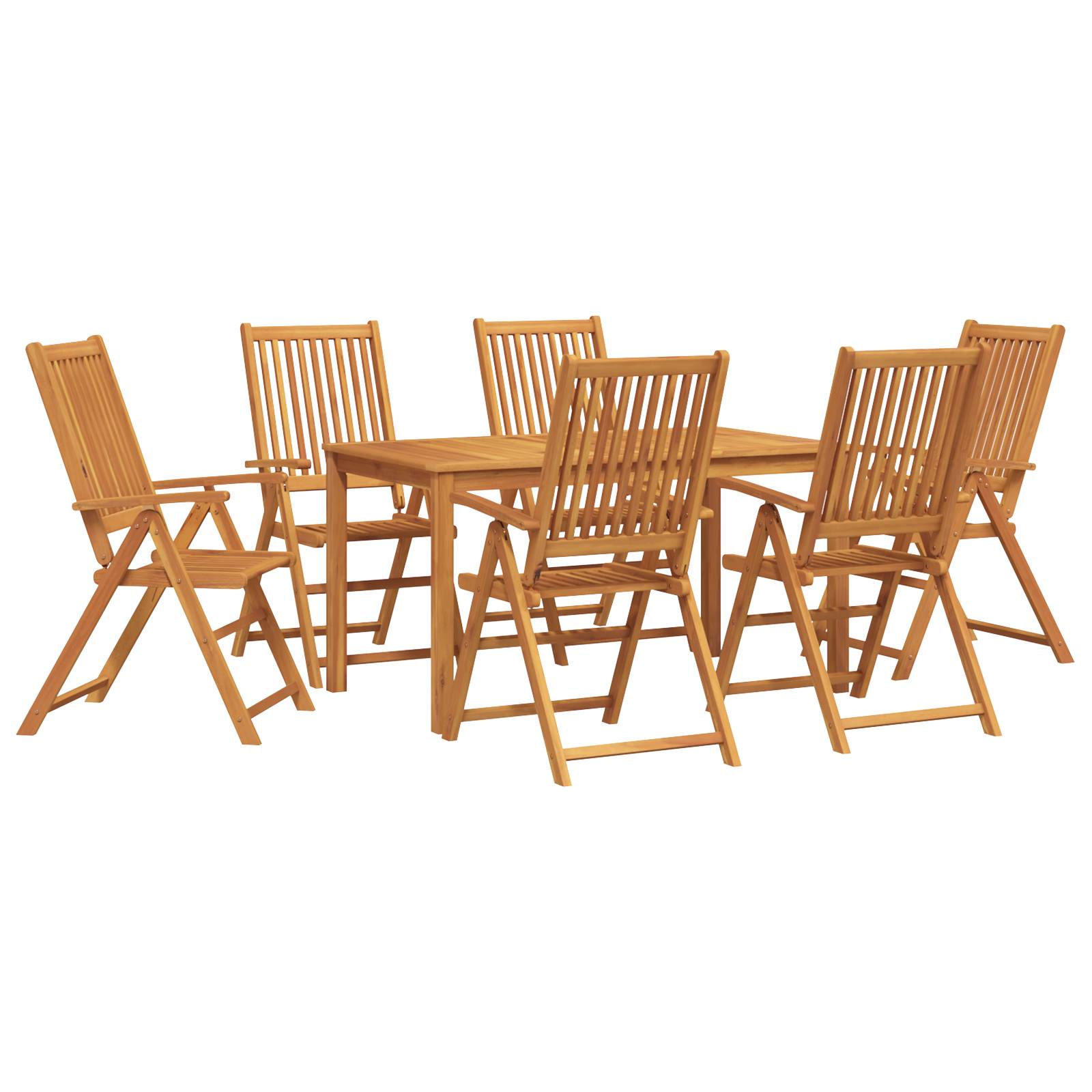 vidaXL 7-teilige Garten Essgruppe aus massivem Akazienholz