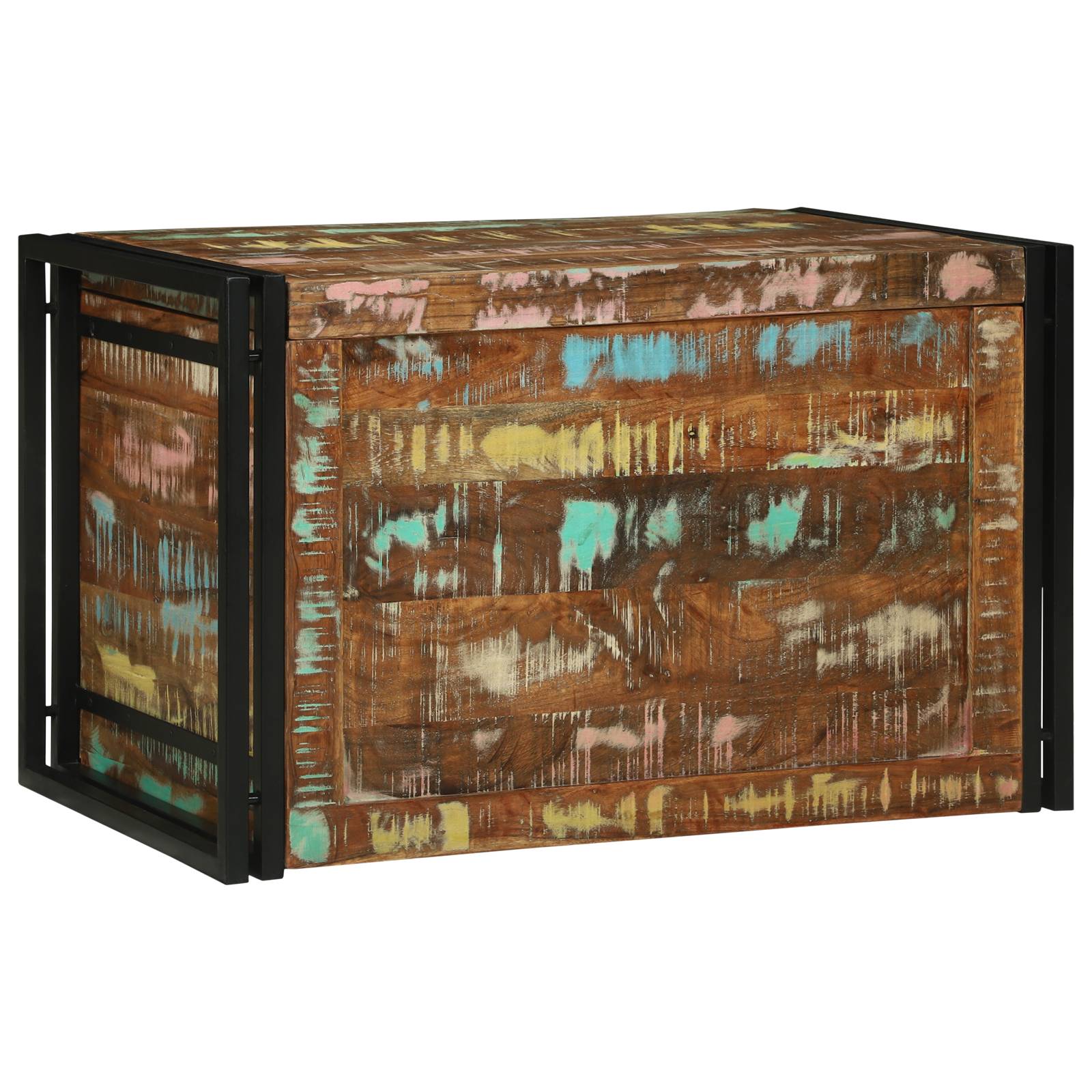 vidaXL Aufbewahrungskiste bunt 80x50x50 cm aus solidem recyceltem Holz