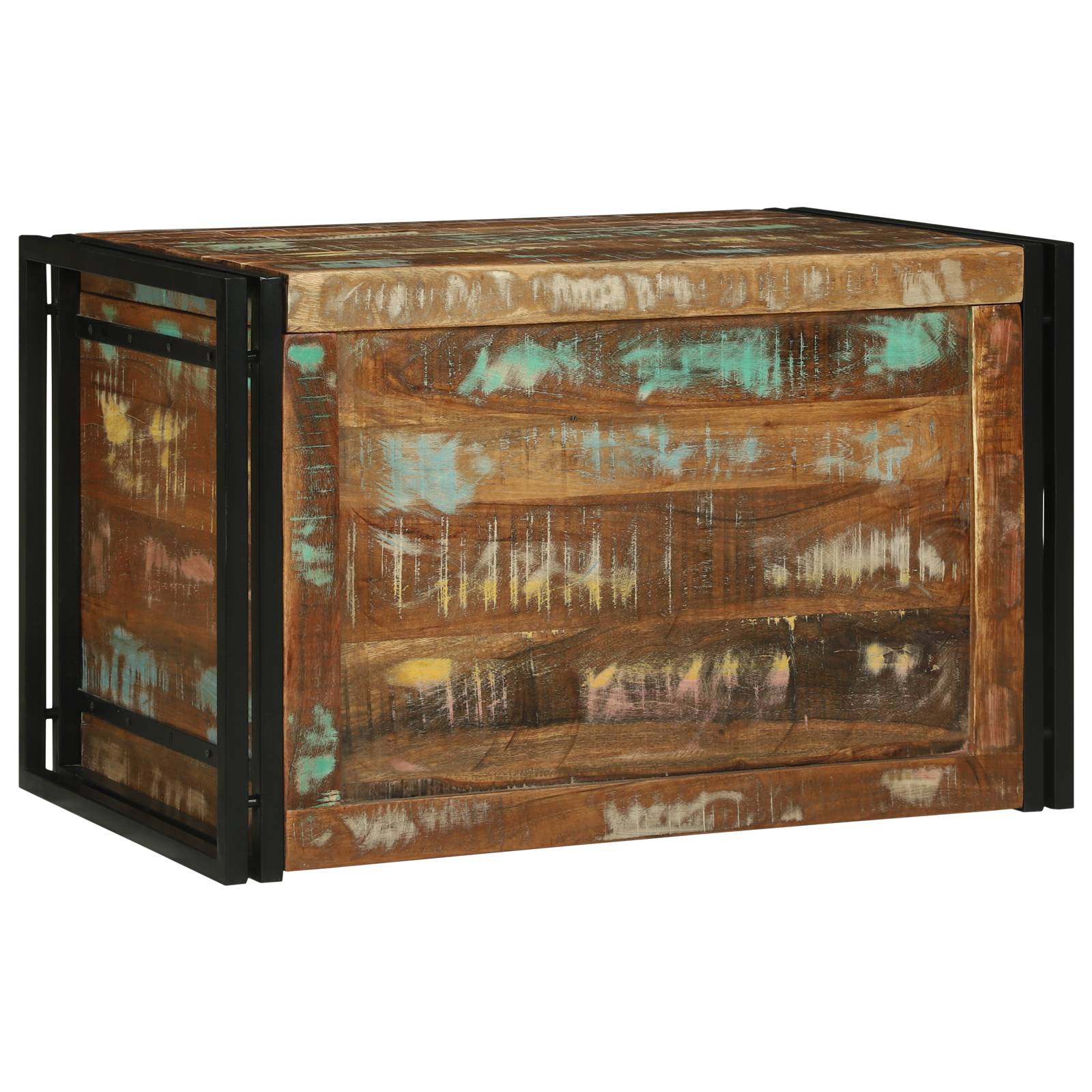 vidaXL Aufbewahrungskiste bunt 80x50x50 cm aus solidem recyceltem Holz