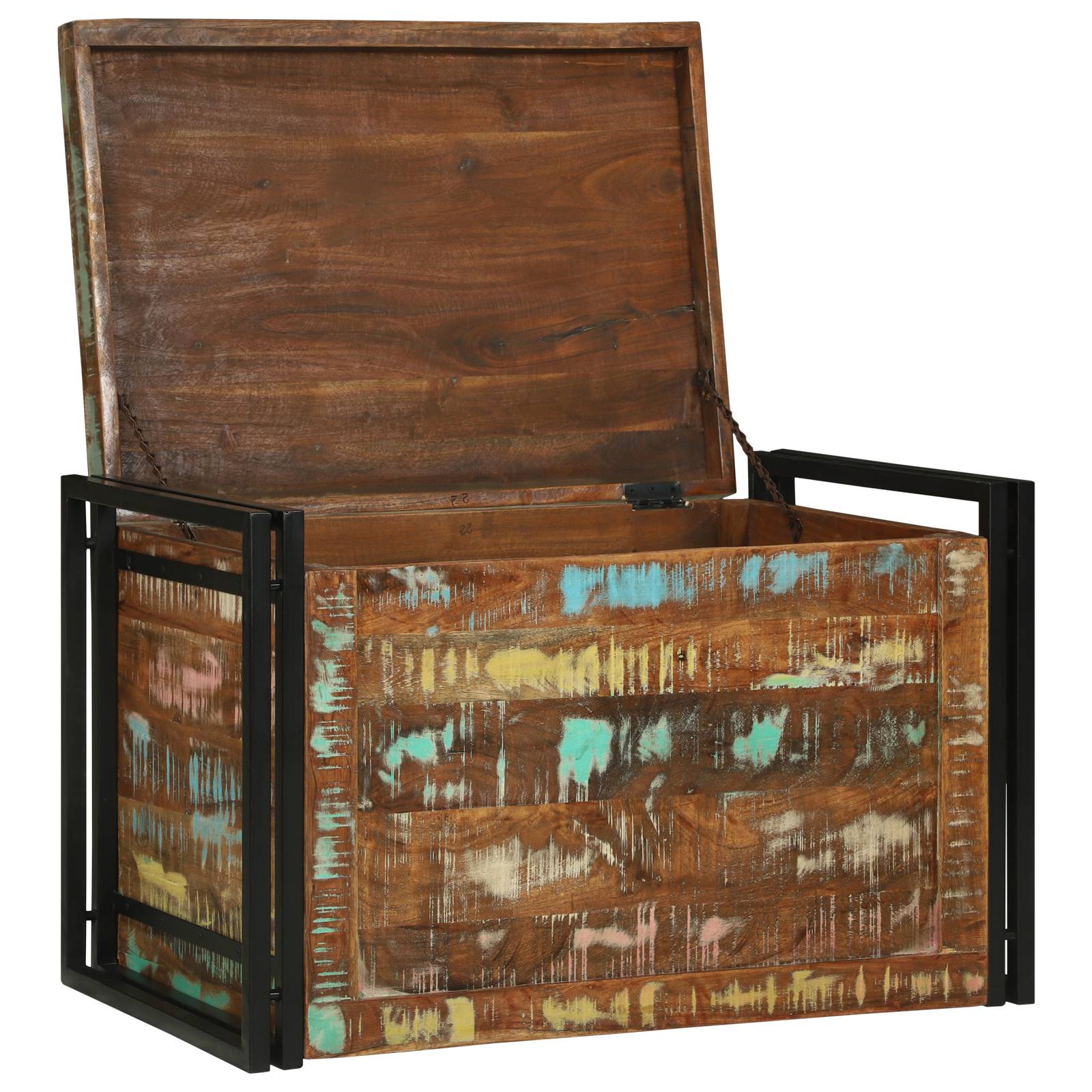vidaXL Aufbewahrungskiste bunt 80x50x50 cm aus solidem recyceltem Holz