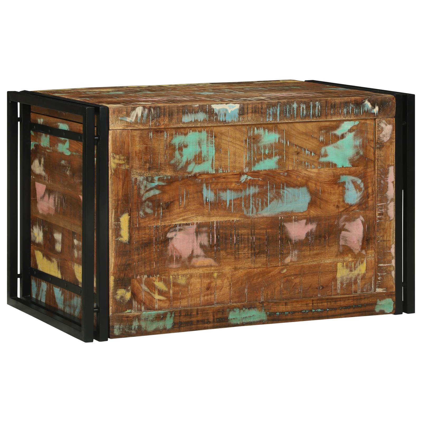 vidaXL Aufbewahrungskiste bunt 80x50x50 cm aus solidem recyceltem Holz