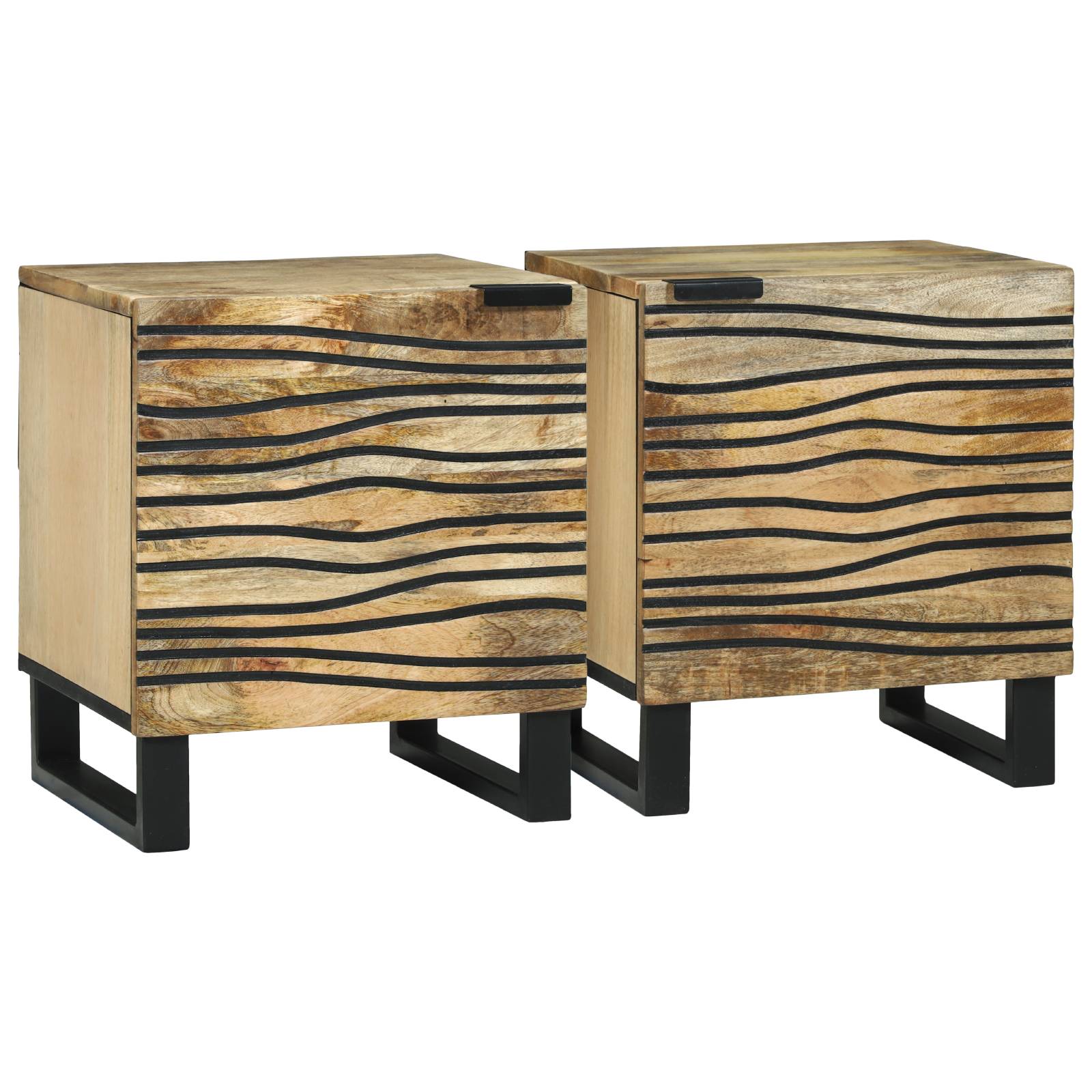 vidaXL Nachttische - 2 Stück, 40x33,5x46 cm, aus solidem Mangoholz.