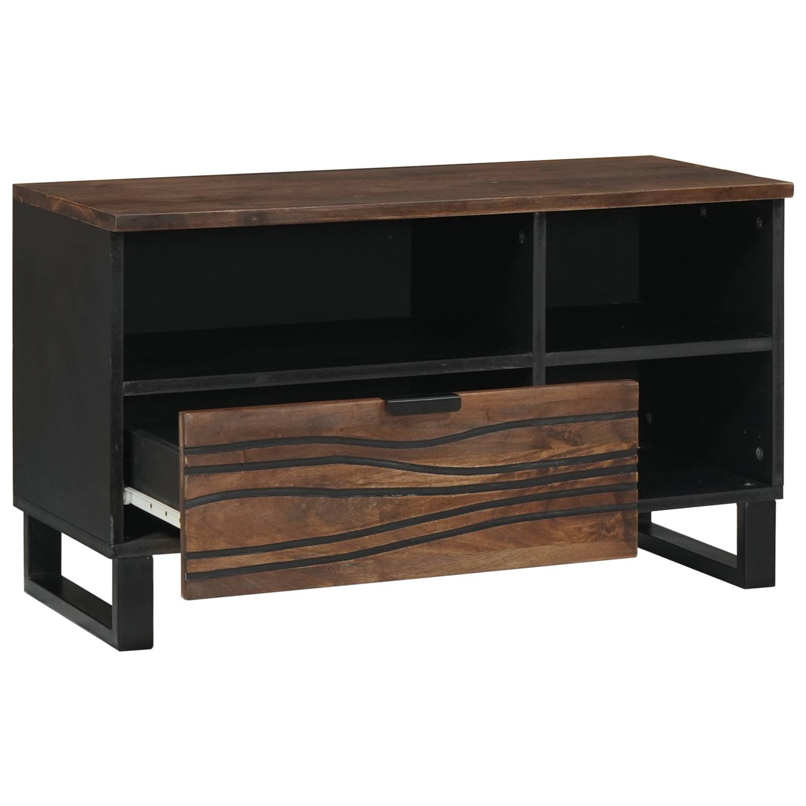 vidaXL TV-Schrank - 80x33.5x46 cm, aus Massivholz und Ingenieurholz.