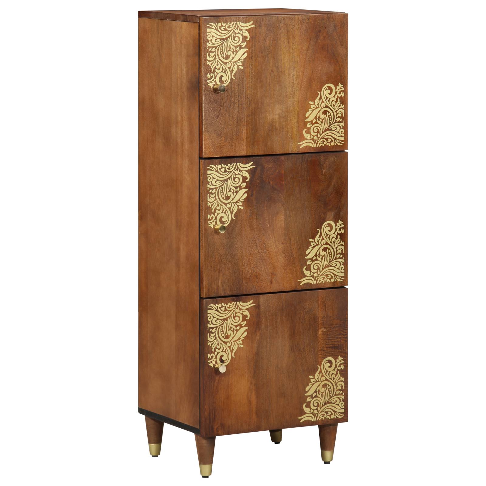 vidaXL Highboard Honigbraun mit goldenen Akzenten Massivholz Mango