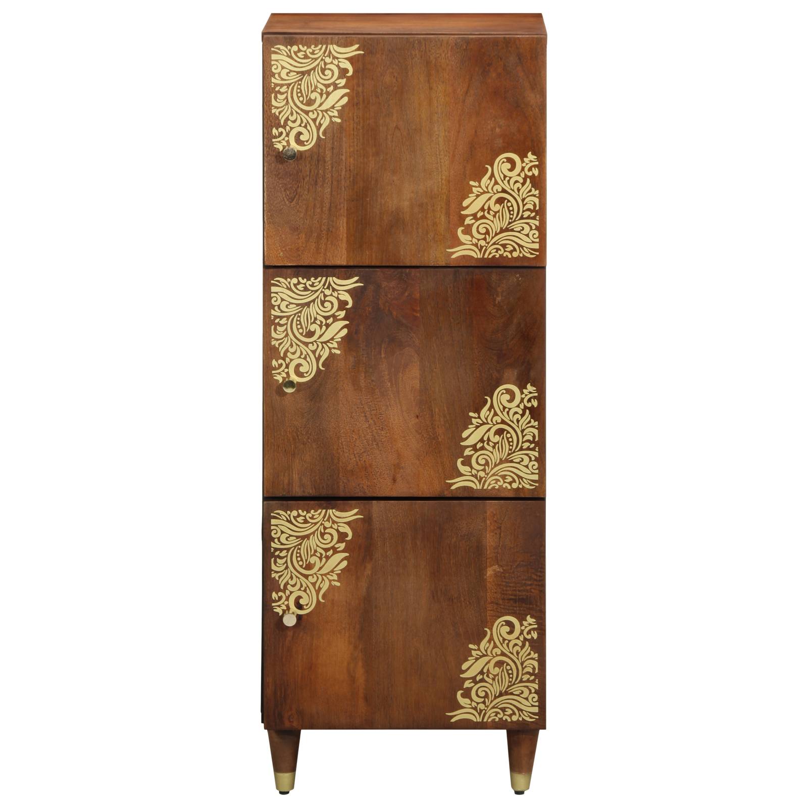 vidaXL Highboard Honigbraun mit goldenen Akzenten Massivholz Mango