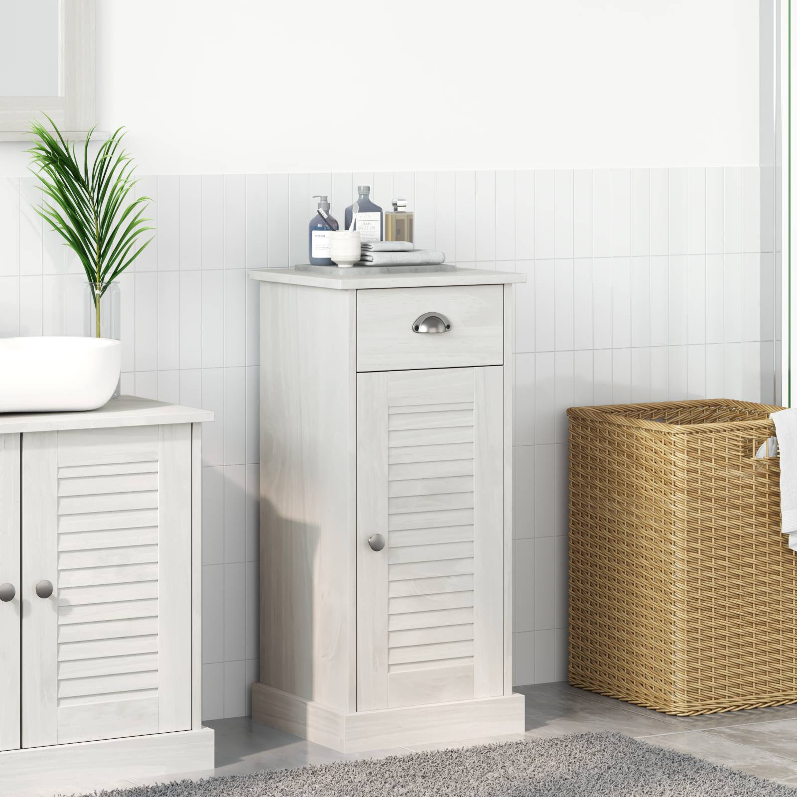 vidaXL Badschrank VIGO mit Schublade 37x34x80 cm Massivholz Kiefer