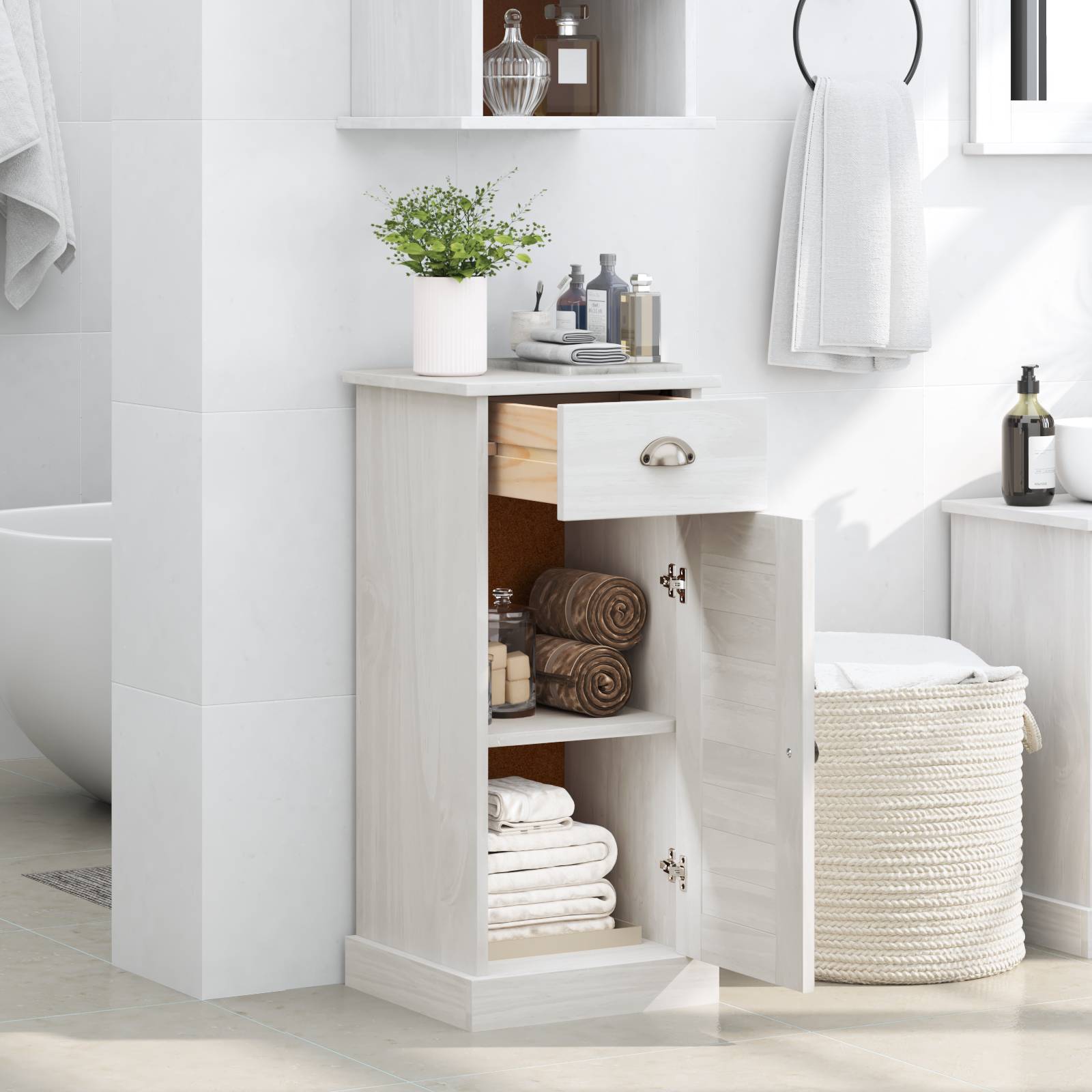 vidaXL Badschrank VIGO mit Schublade 37x34x80 cm Massivholz Kiefer