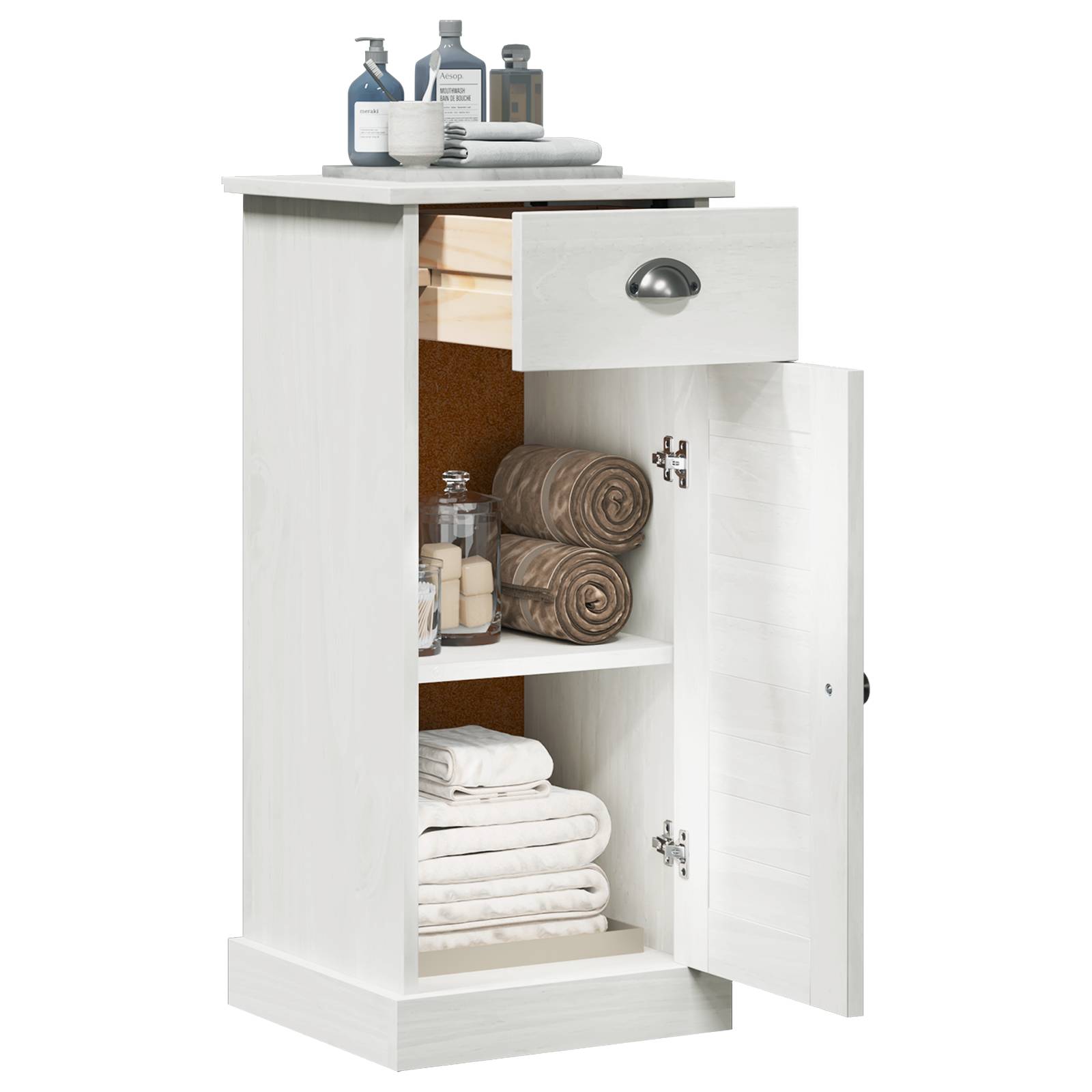 vidaXL Badschrank VIGO mit Schublade 37x34x80 cm Massivholz Kiefer