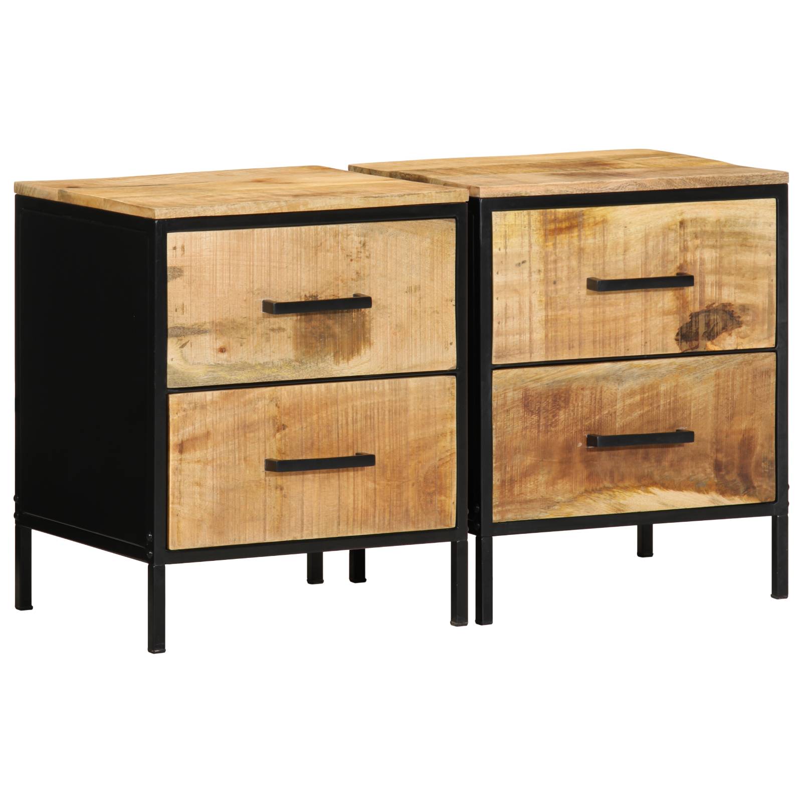 vidaXL Nachttische 2 Stück 40x35x50 cm Massivholz Rohmango