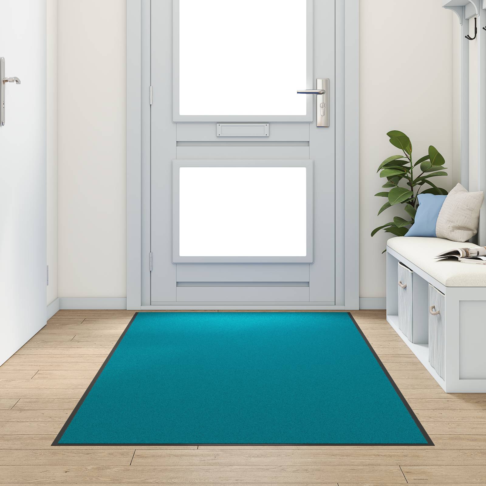vidaXL Fußmatte Waschbar Zyan 120x250 cm
