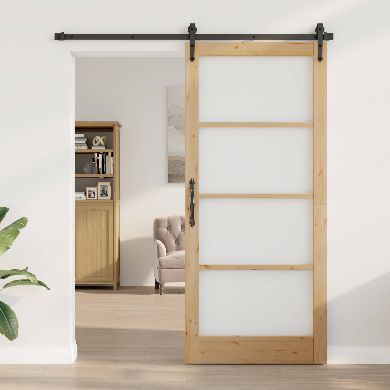 vidaXL Innentür mit Glas "ORKDAL" 93x211x4 cm aus massivem Kiefernholz