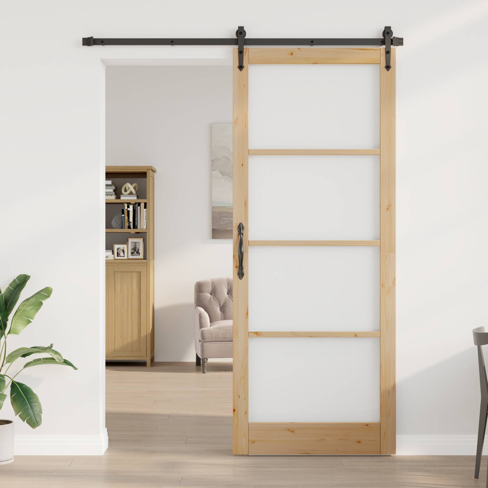 vidaXL Innentür mit Glas "ORKDAL" 93x232x4 cm Massivholz Kiefer