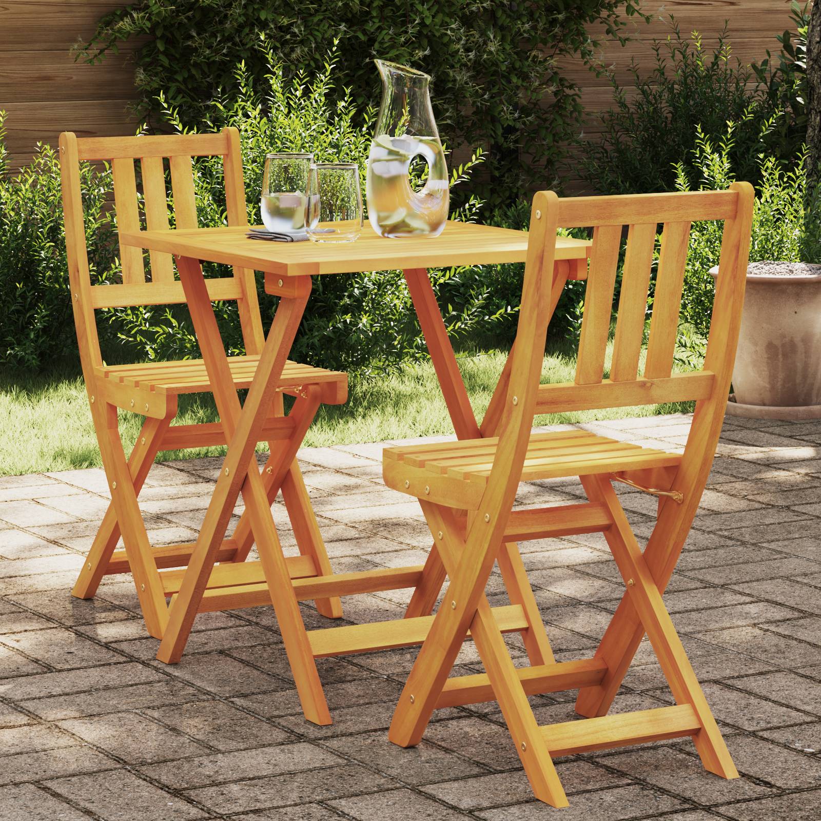 vidaXL 3-teiliges Faltbares Bistro Set aus Massivholz Akazie