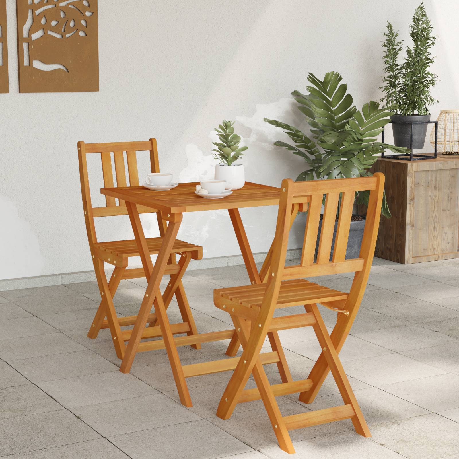 vidaXL 3-teiliges Faltbares Bistro Set aus Massivholz Akazie