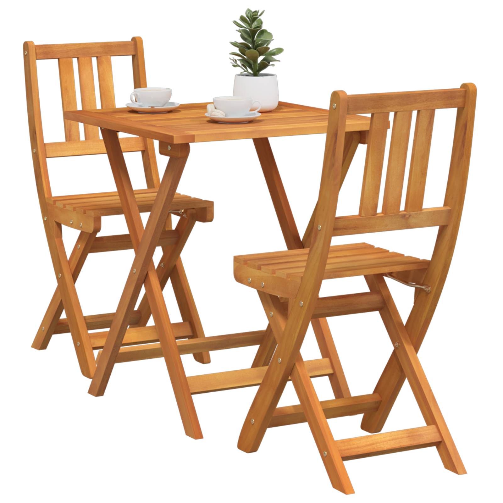 vidaXL 3-teiliges Faltbares Bistro Set aus Massivholz Akazie