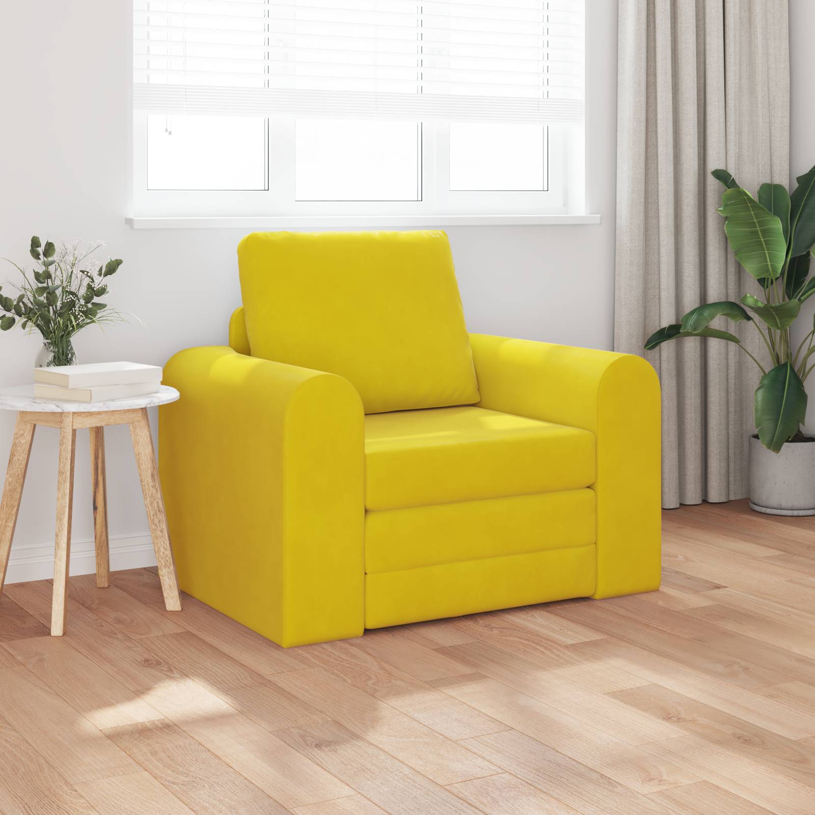 vidaXL Fußboden Sofabett 2-in-1 Gelb 98x71x83 cm Velours